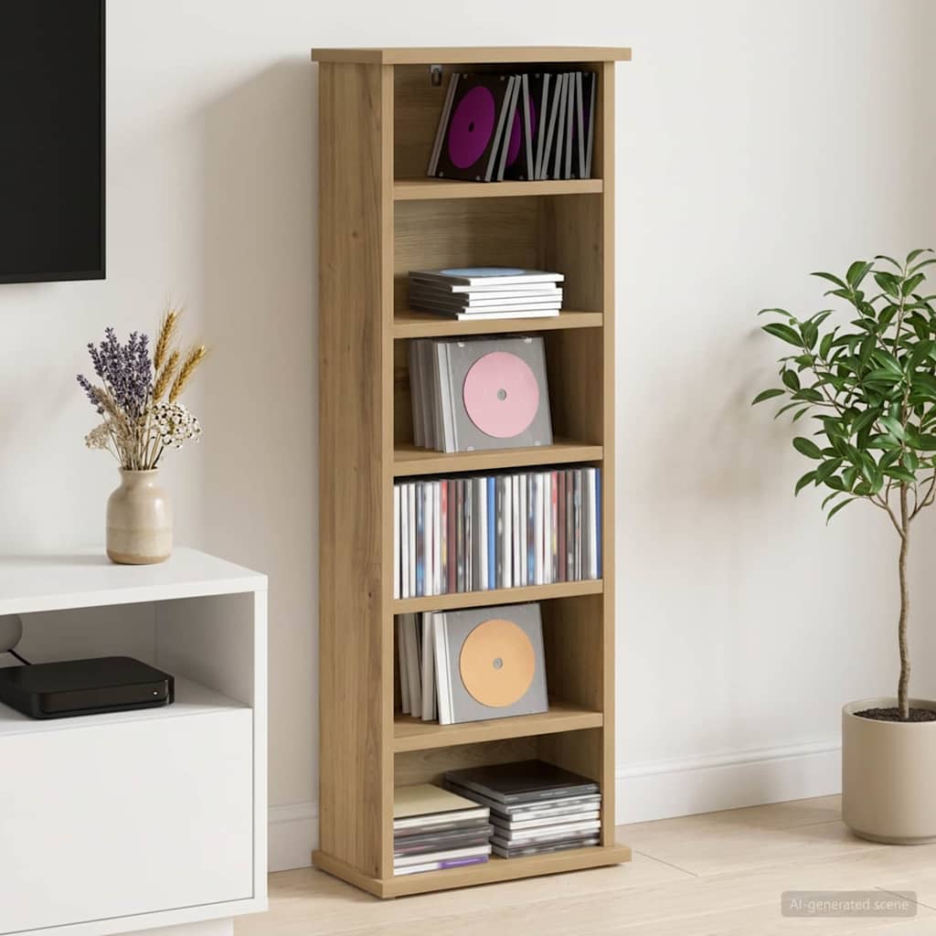 CD Regal Artisan-Eiche 60 x 17 x 92 cm Holzwerkstoff
