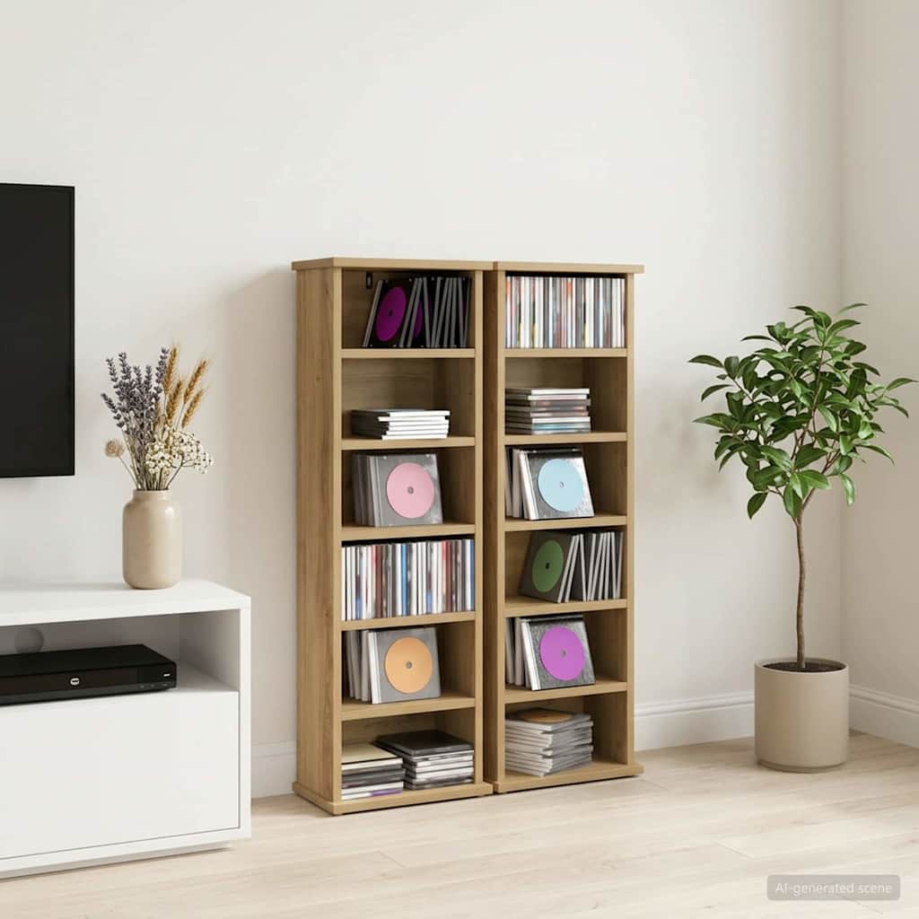 CD Regal 2 Stk. Artisan-Eiche 60 x 17 x 92 cm Holzwerkstoff