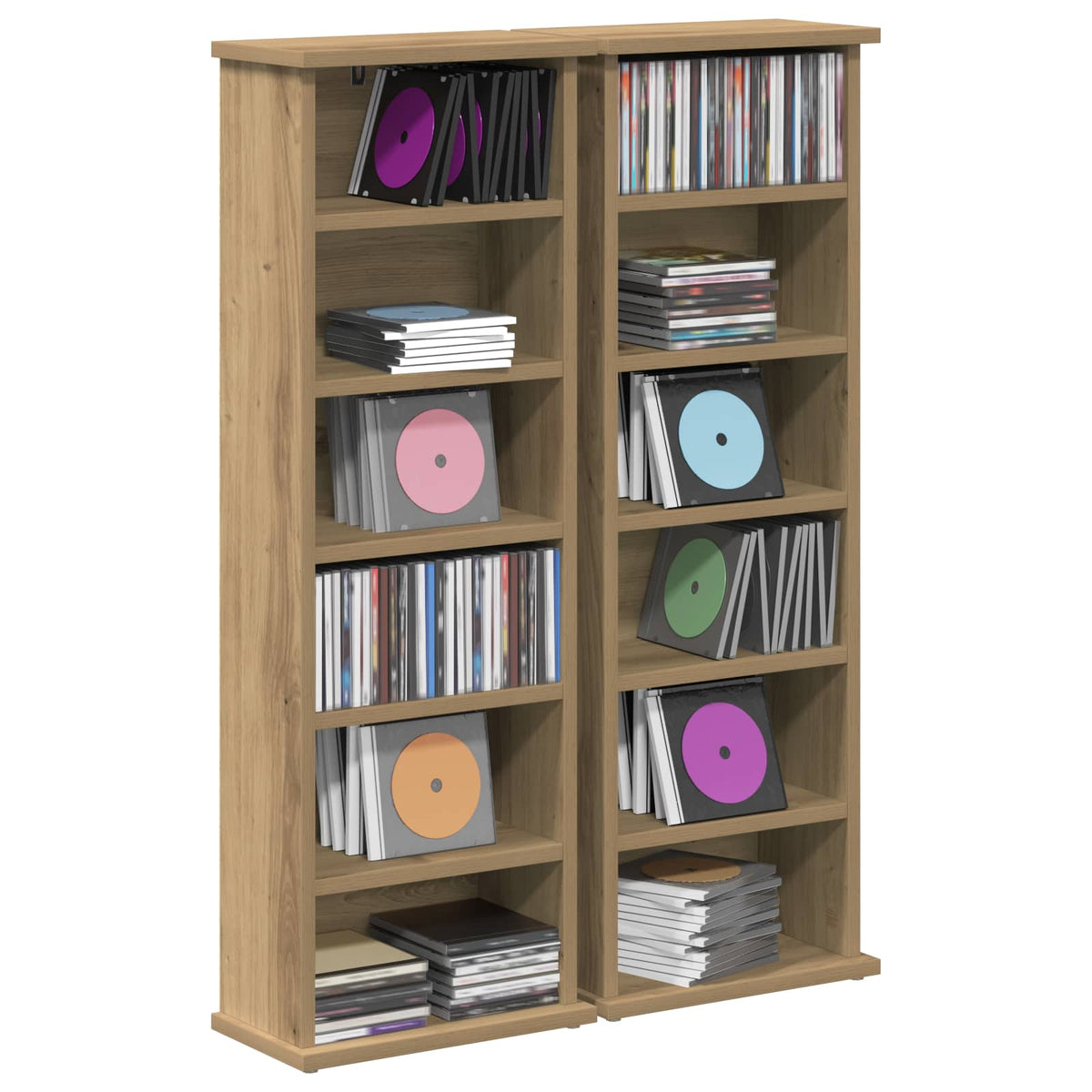 CD Regal 2 Stk. Artisan-Eiche 60 x 17 x 92 cm Holzwerkstoff