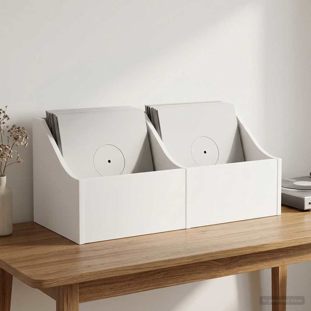 LP Plattenbox 2 Stk. Weiß 37 x 33 x 32 cm Holzwerkstoff