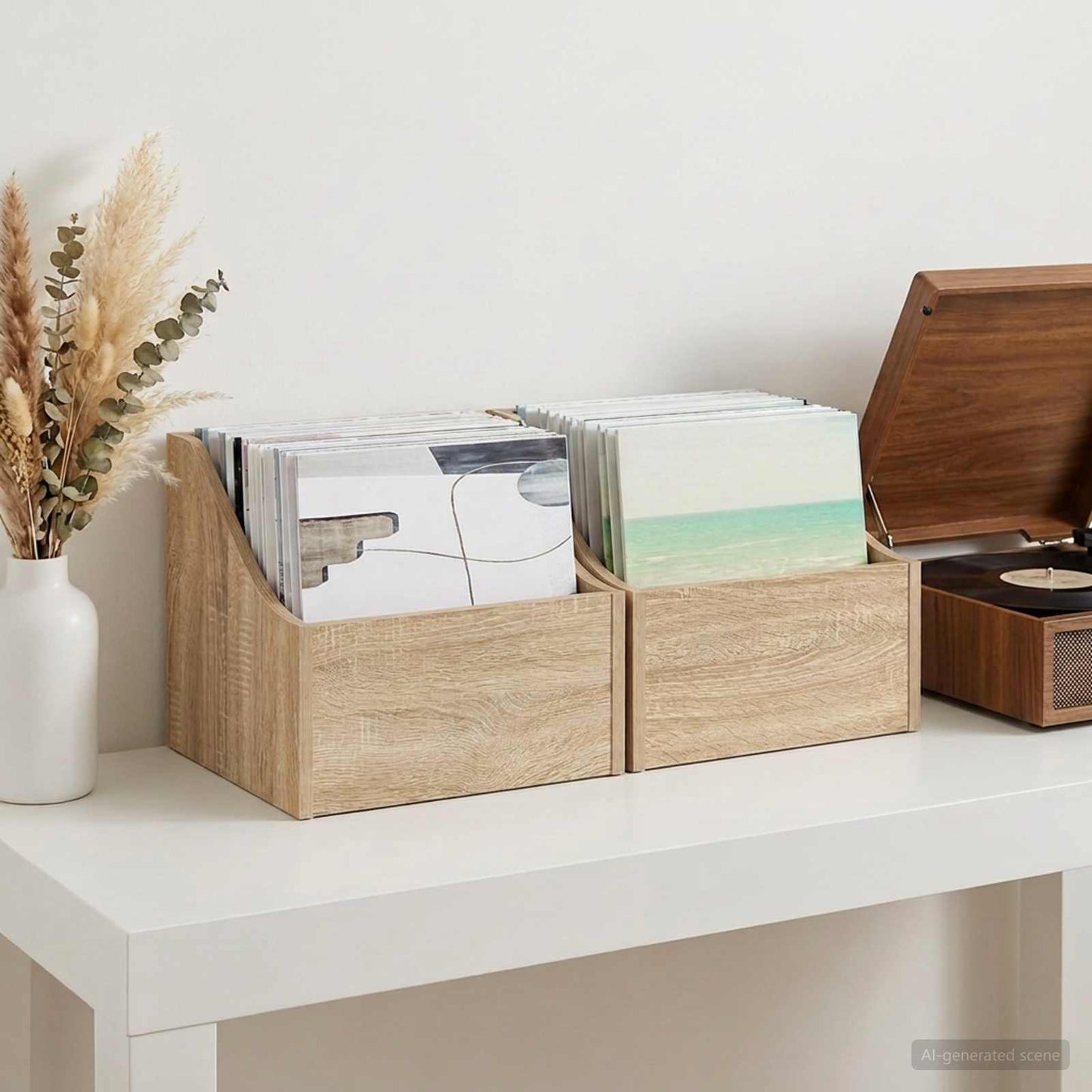 LP Plattenbox 2 Stk. Sonoma-Eiche 37 x 33 x 32 cm Holzwerkstoff