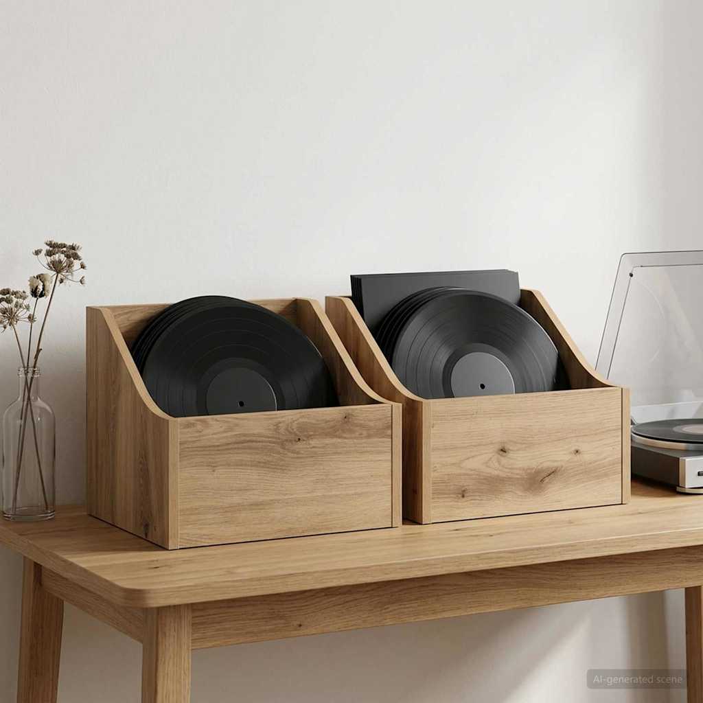 LP Plattenbox 2 Stk. Artisan-Eiche 37 x 33 x 32 cm