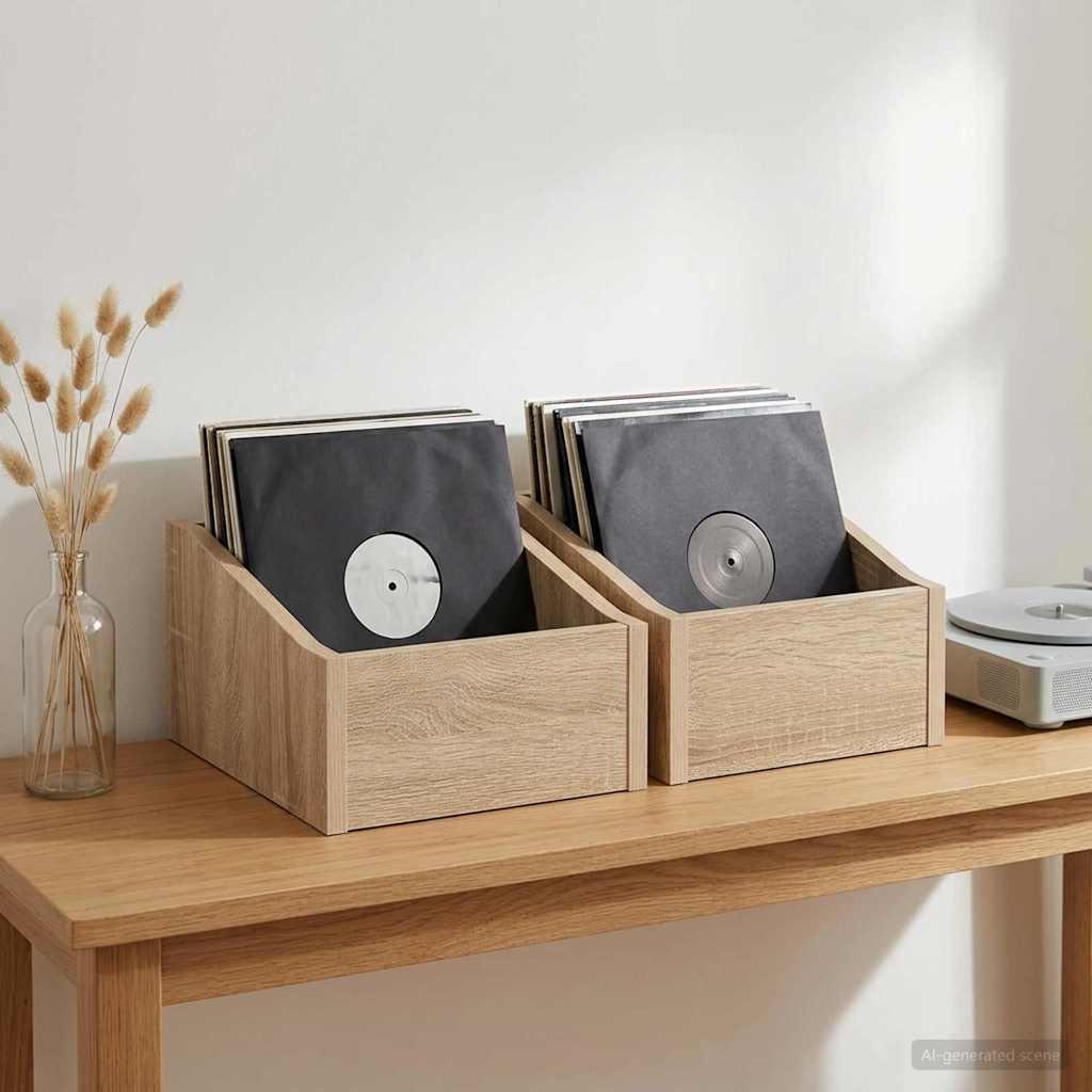 LP Plattenbox 2 Stk. Sonoma-Eiche 23 x 33 x 16 cm Holzwerkstoff