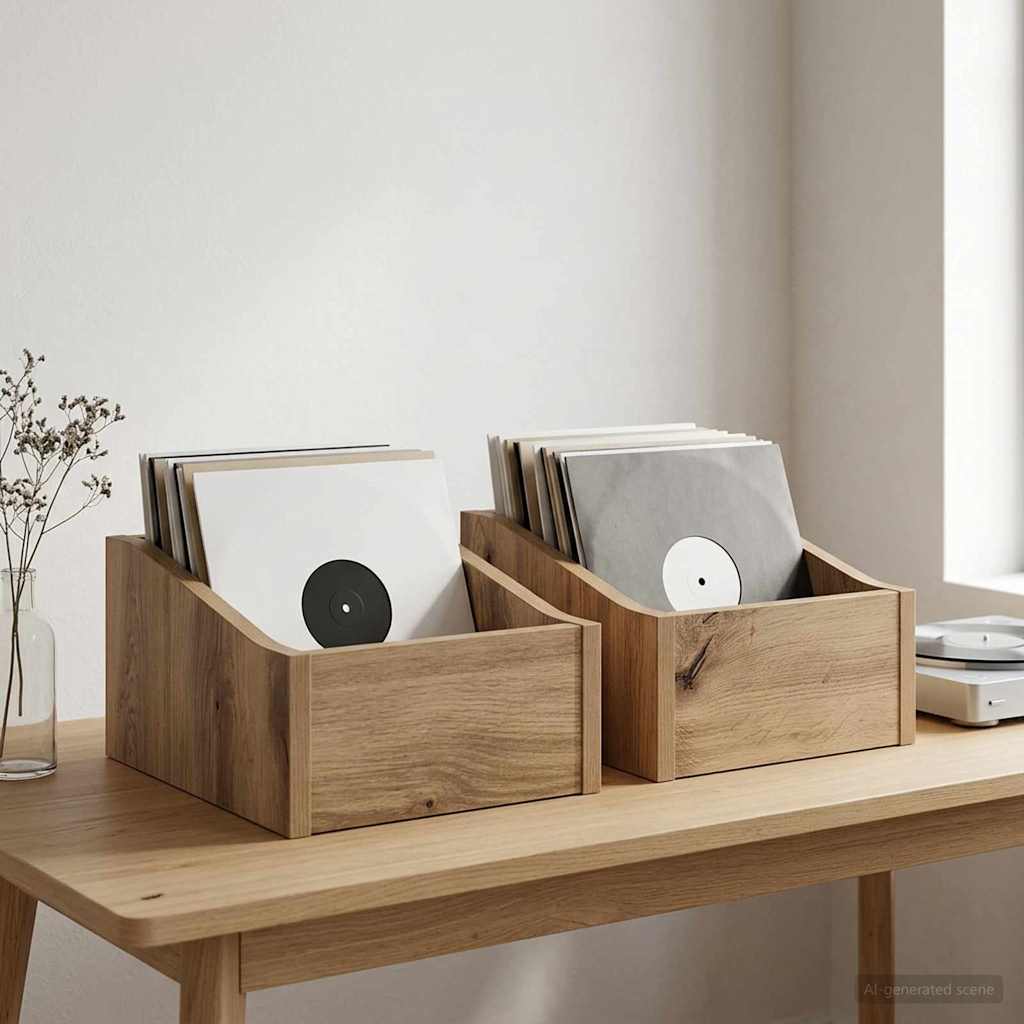 LP Plattenbox 2 Stk. Artisan-Eiche 23 x 33 x 16 cm