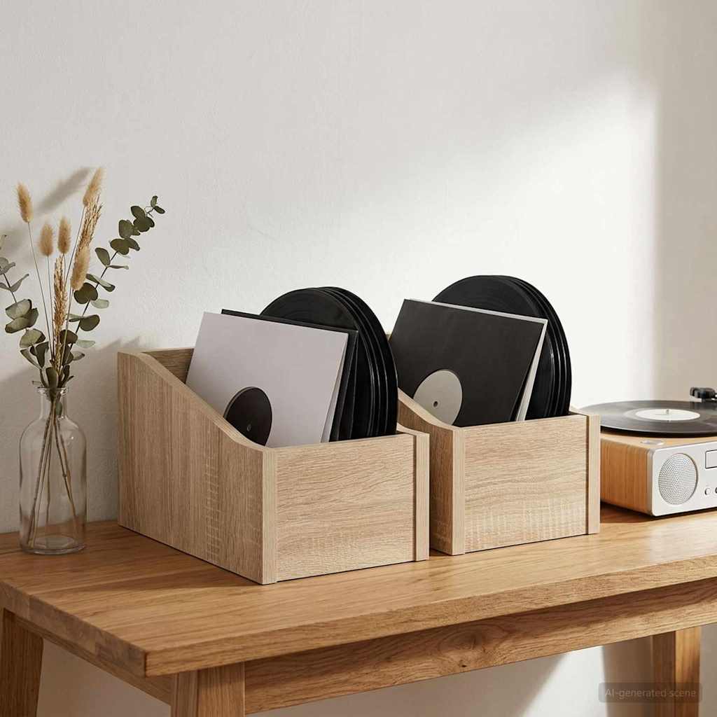 LP Plattenbox 2 Stk. Sonoma-Eiche 18 x 32 x 18 cm Holzwerkstoff