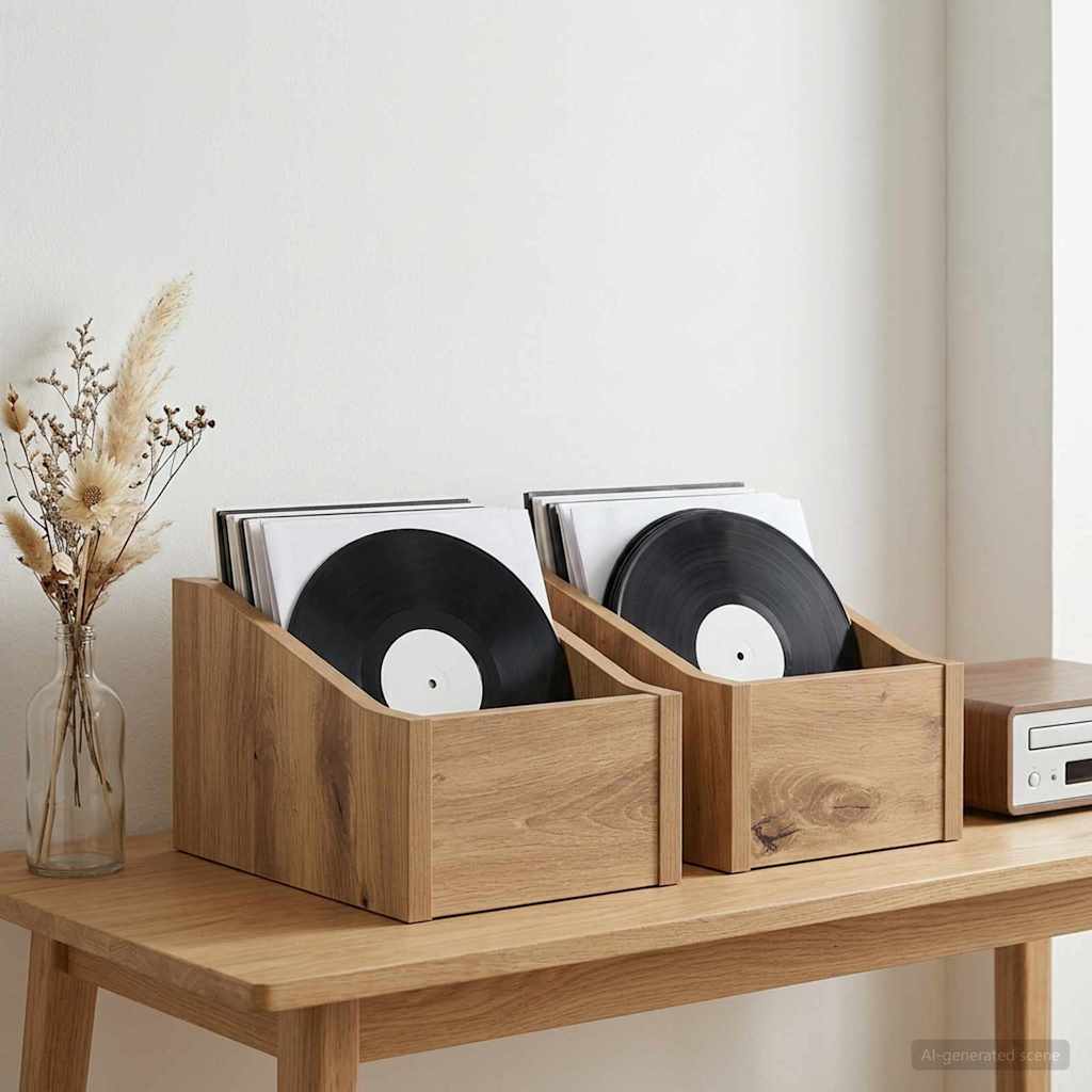 LP Plattenbox 2 Stk. Artisan-Eiche 18 x 32 x 18 cm