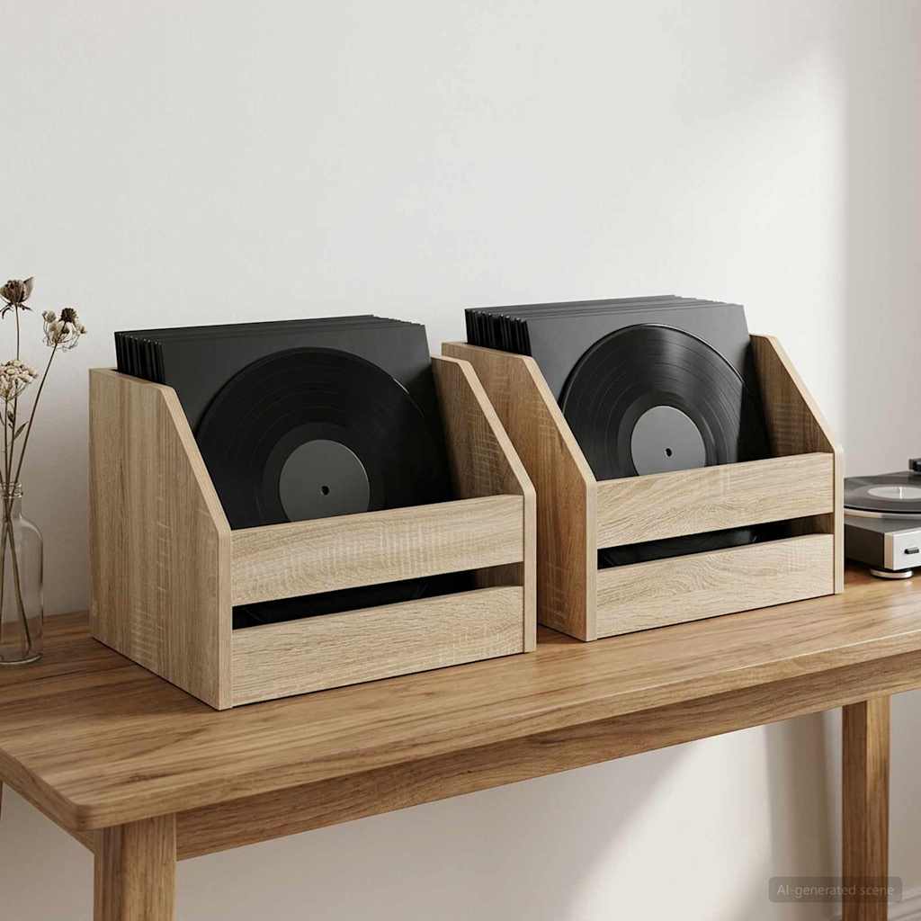 Vinyl Album Box 2 Stk. Sonoma-Eiche 38 x 30 x 29 cm