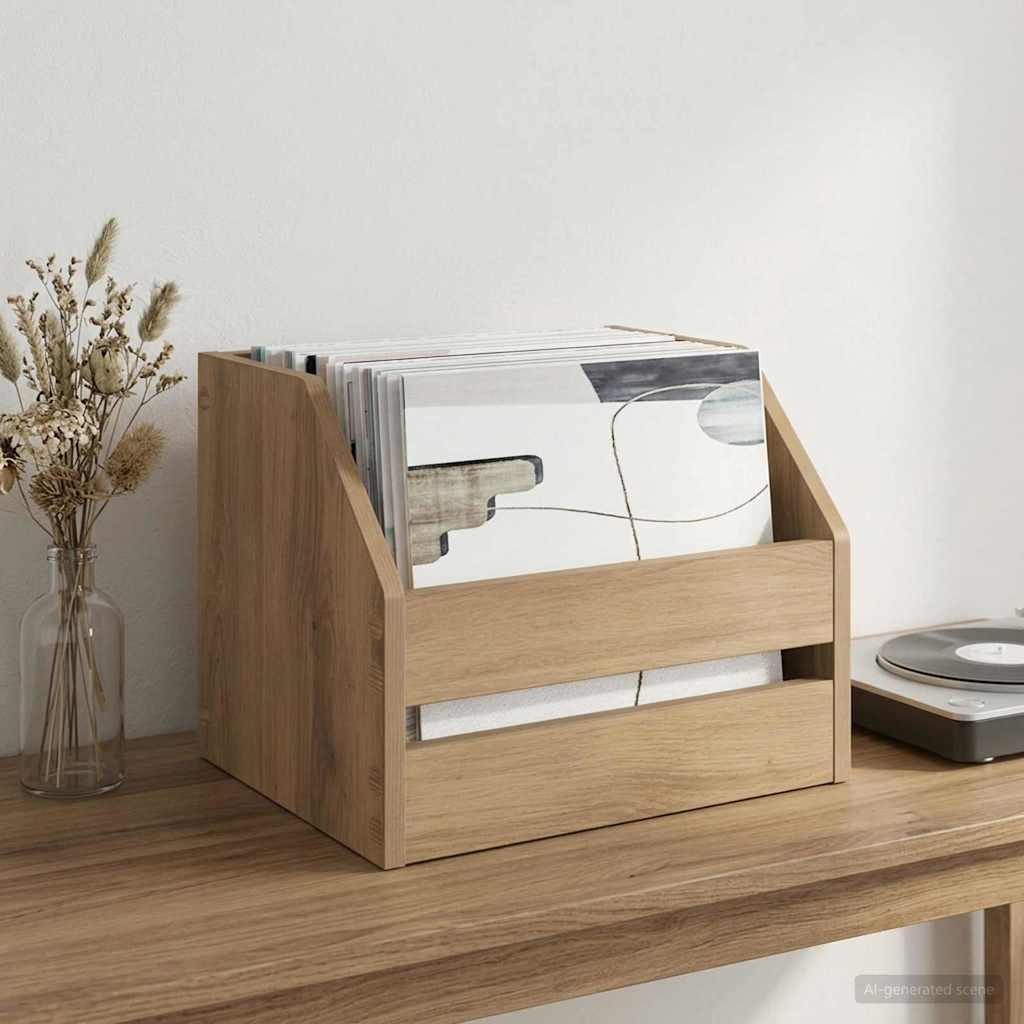 Vinyl Album Box Artisan-Eiche 38 x 30 x 29 cm Holzwerkstoff