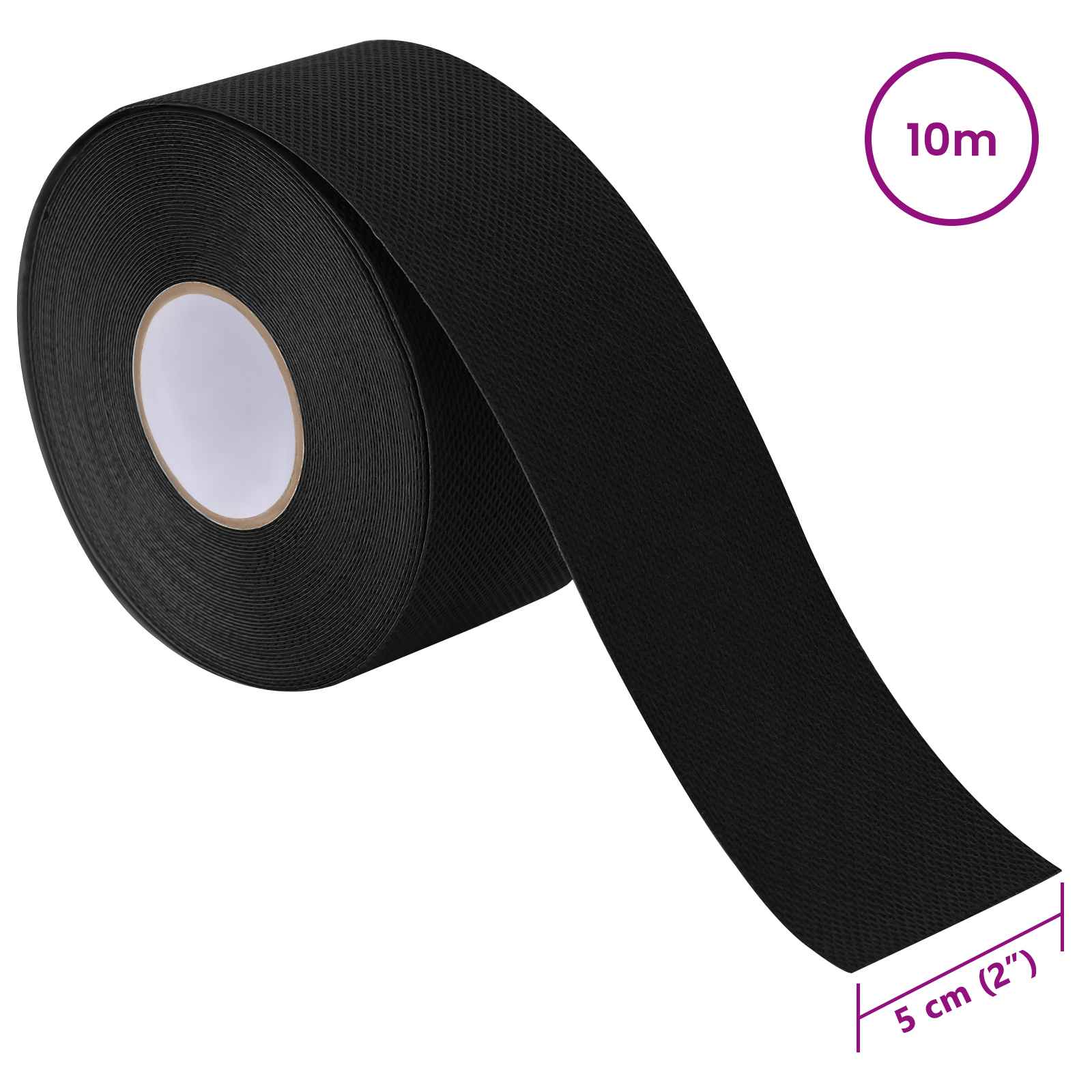 Selbstklebendes Kunstrasenband Schwarz 10 x 0,05 cm Vliesstoff