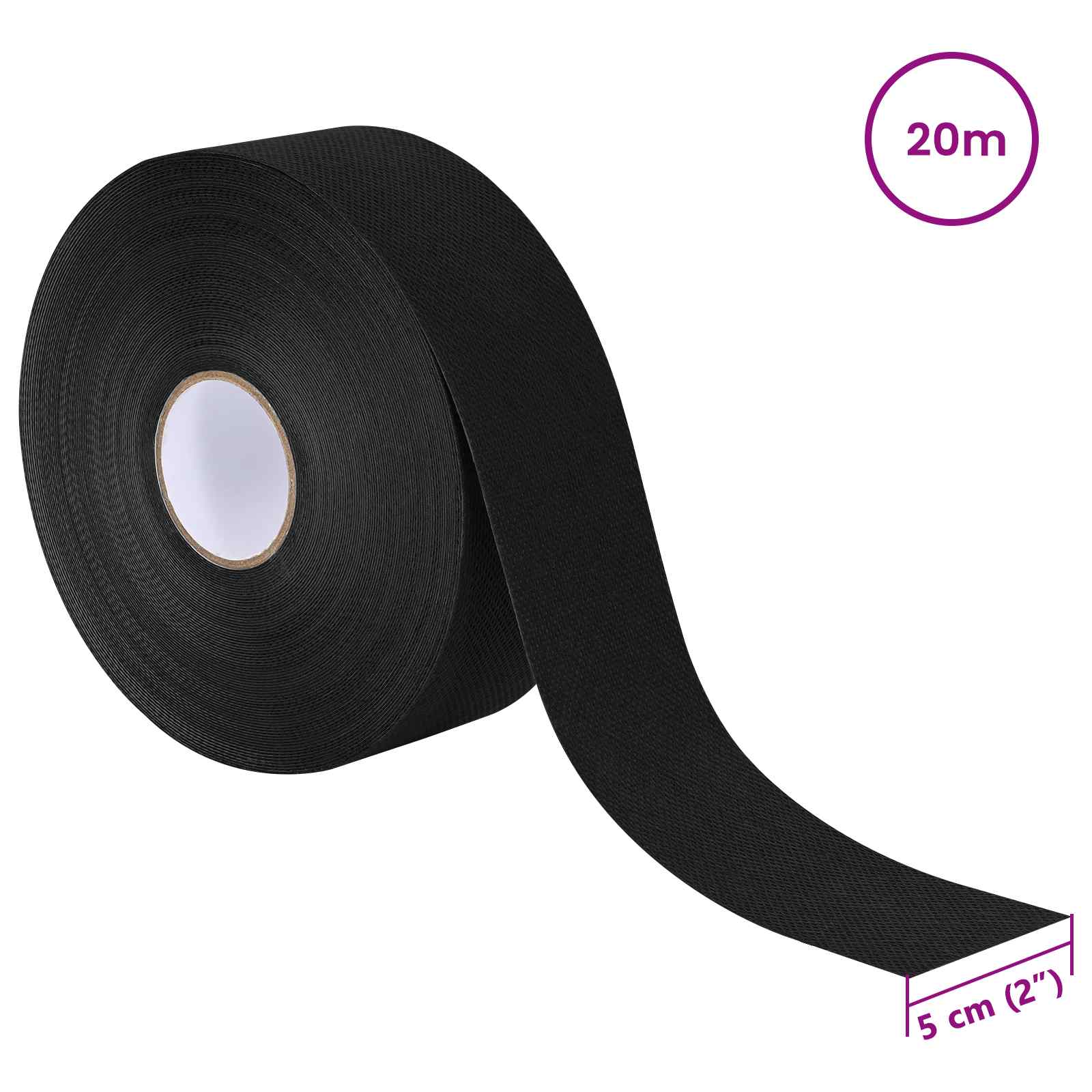 Selbstklebendes Kunstrasenband Schwarz 5 cm x 20 m Vliesstoff