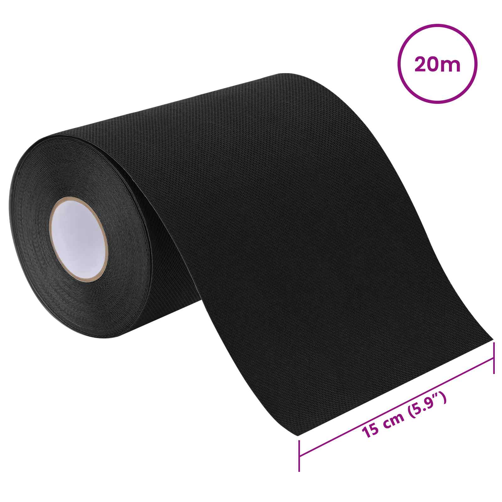 Selbstklebendes Kunstrasenband Schwarz 15 cm x 20 m Vliesstoff