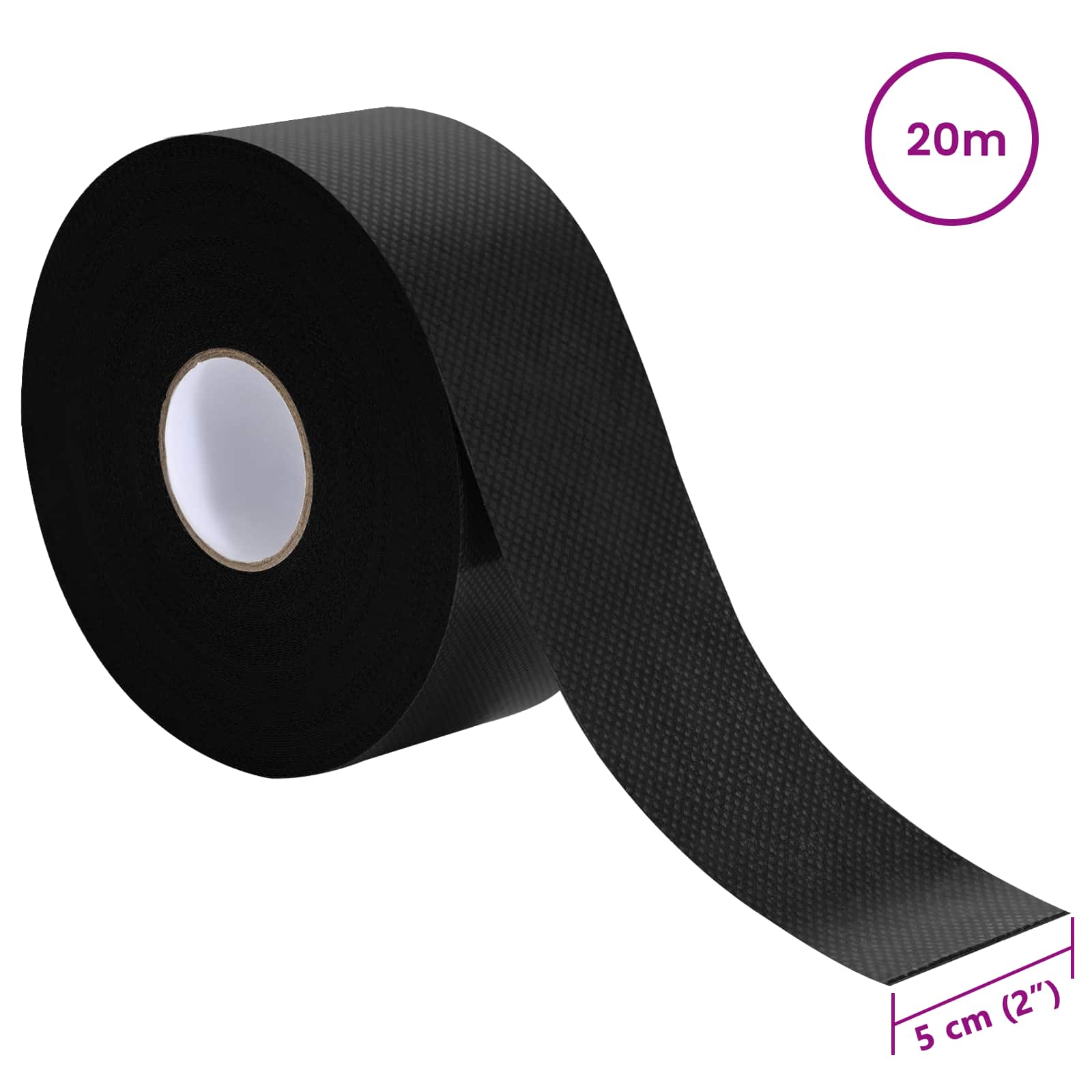 Selbstklebendes Kunstrasenband Schwarz 20 x 0,05 cm Vliesstoff