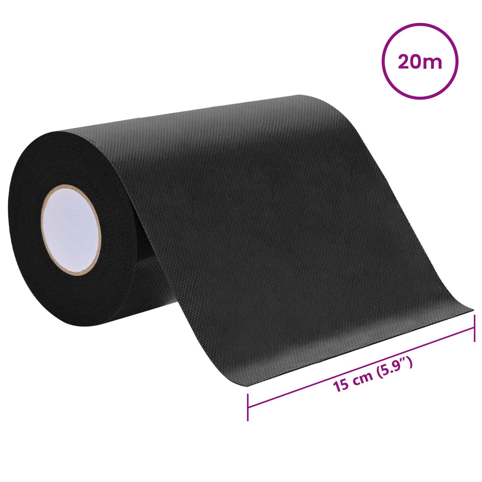 Selbstklebendes Kunstrasenband Schwarz 20 x 0,15 cm Vliesstoff