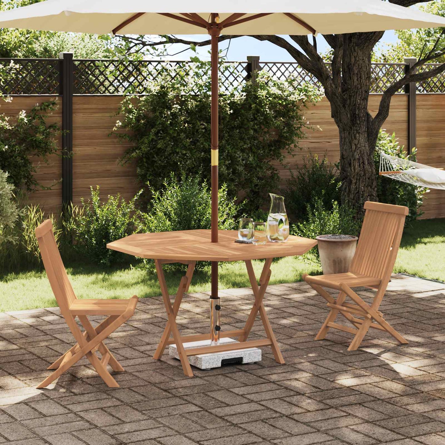 Garten Bistro Set 3 pcs Braun Massivholz Teak