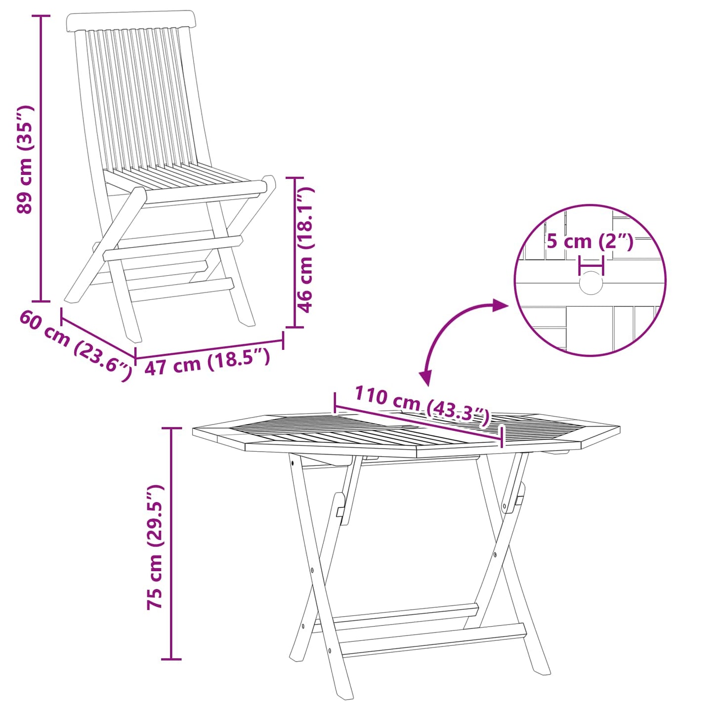 Garten Bistro Set 3 pcs Braun Massivholz Teak