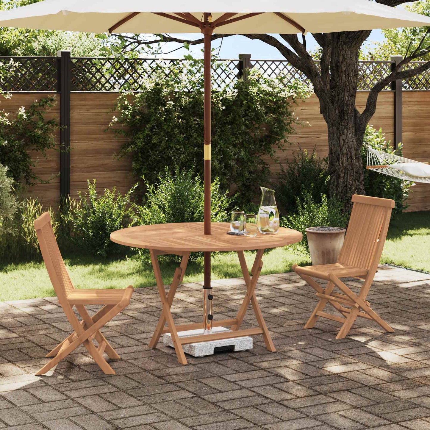 Garten Bistro Set 3 stk. Natur Massivholz Teak