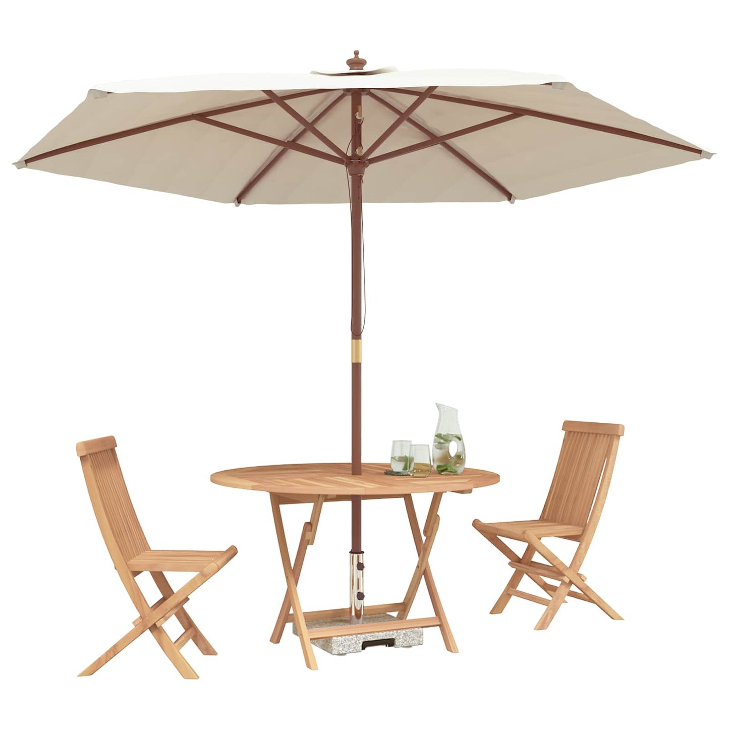 Garten Bistro Set 3 stk. Natur Massivholz Teak