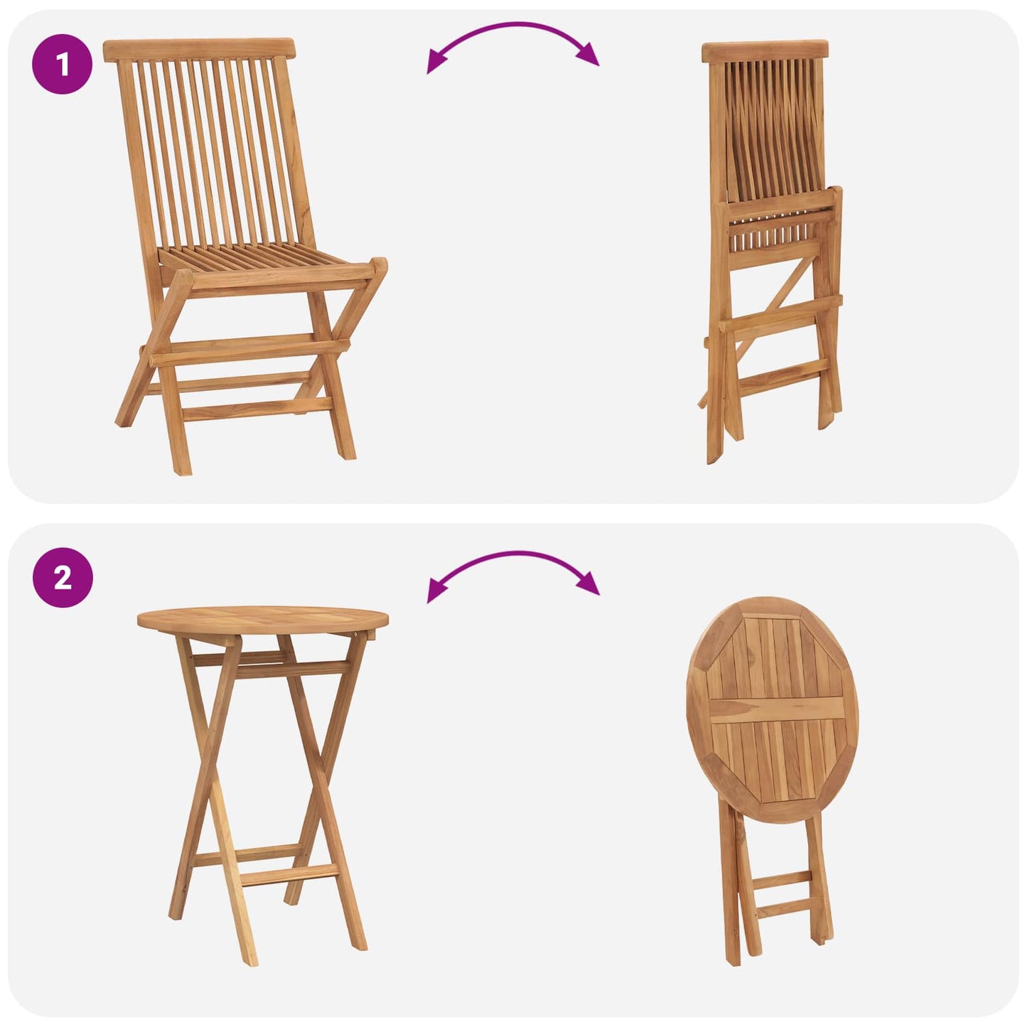 Gartenset 5 stk. Braun Massivholz Teak
