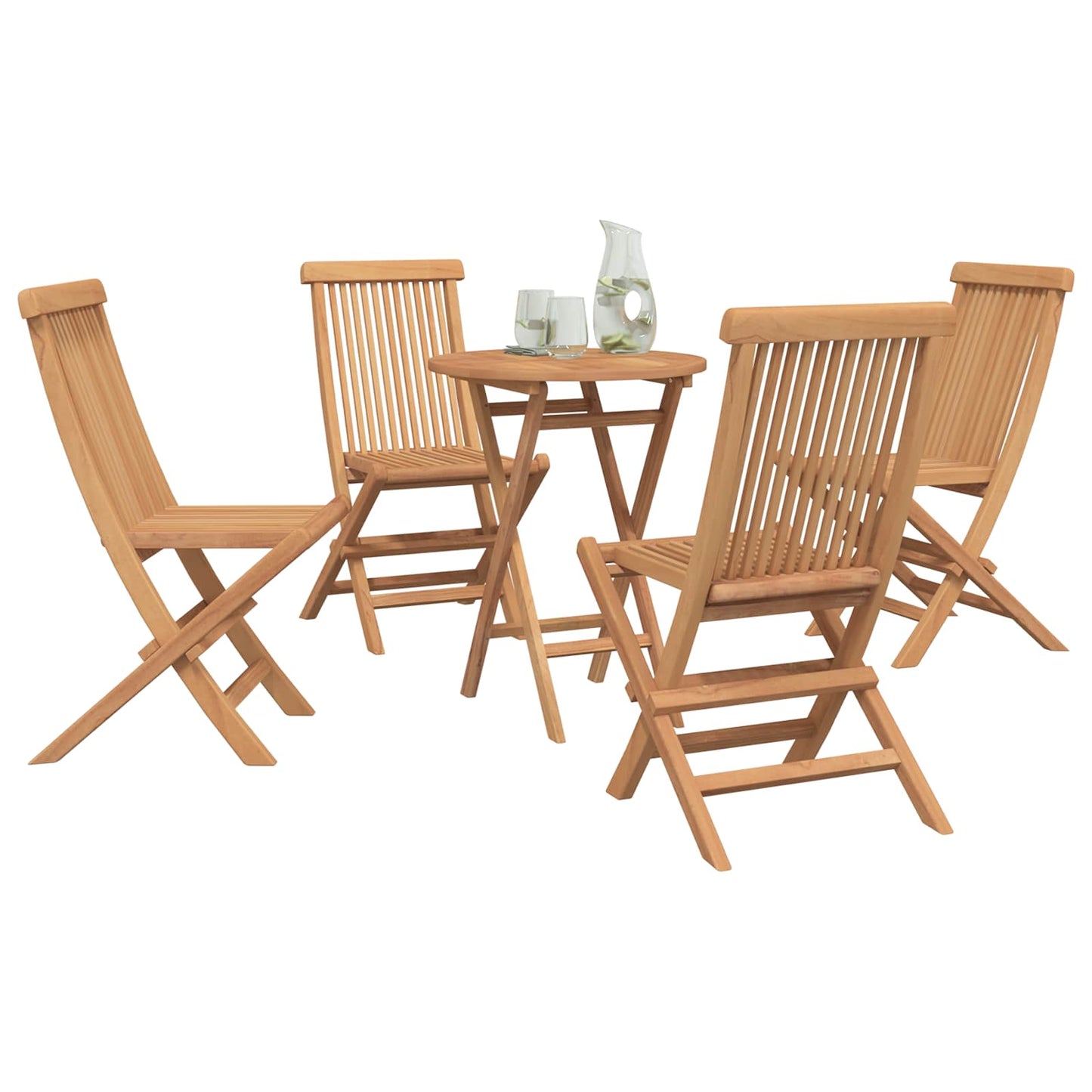 Gartenset 5 stk. Braun Massivholz Teak