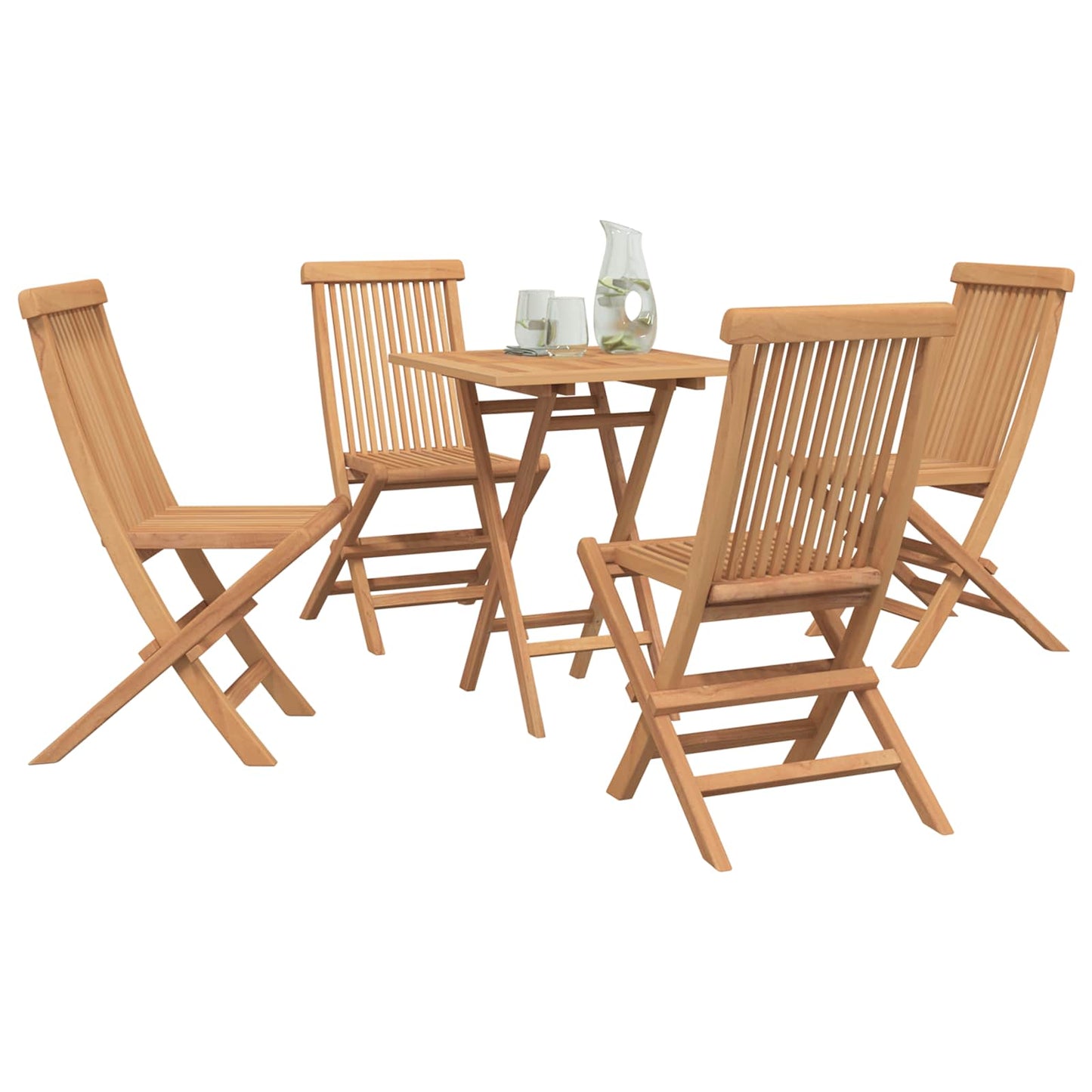 Faltbare Garten-Essgruppe 5 pcs Natur Massivholz Teak