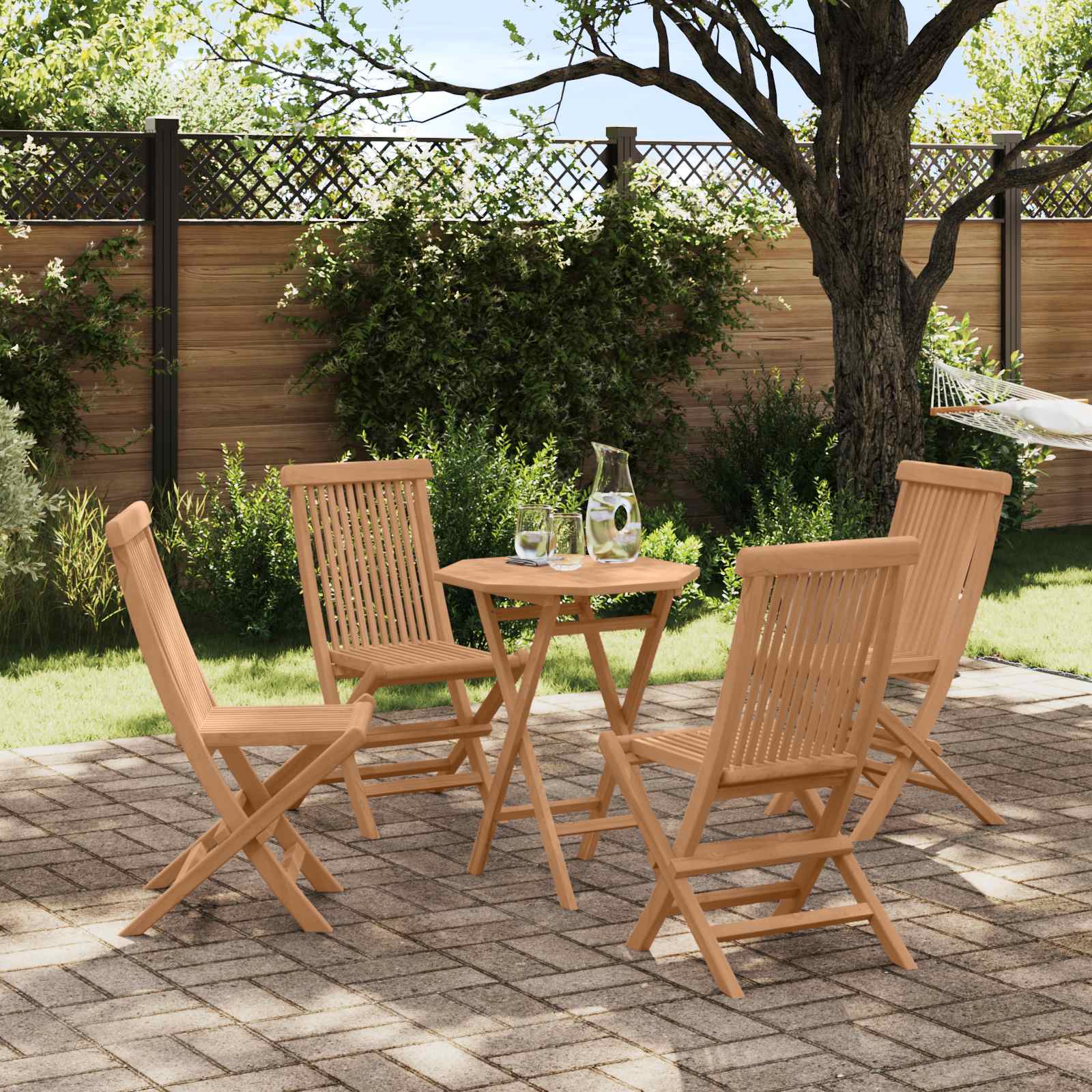 Gartenset 5 stk. Braun Massivholz Teak