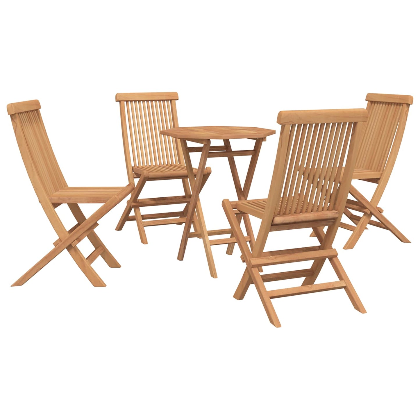 Gartenset 5 stk. Braun Massivholz Teak