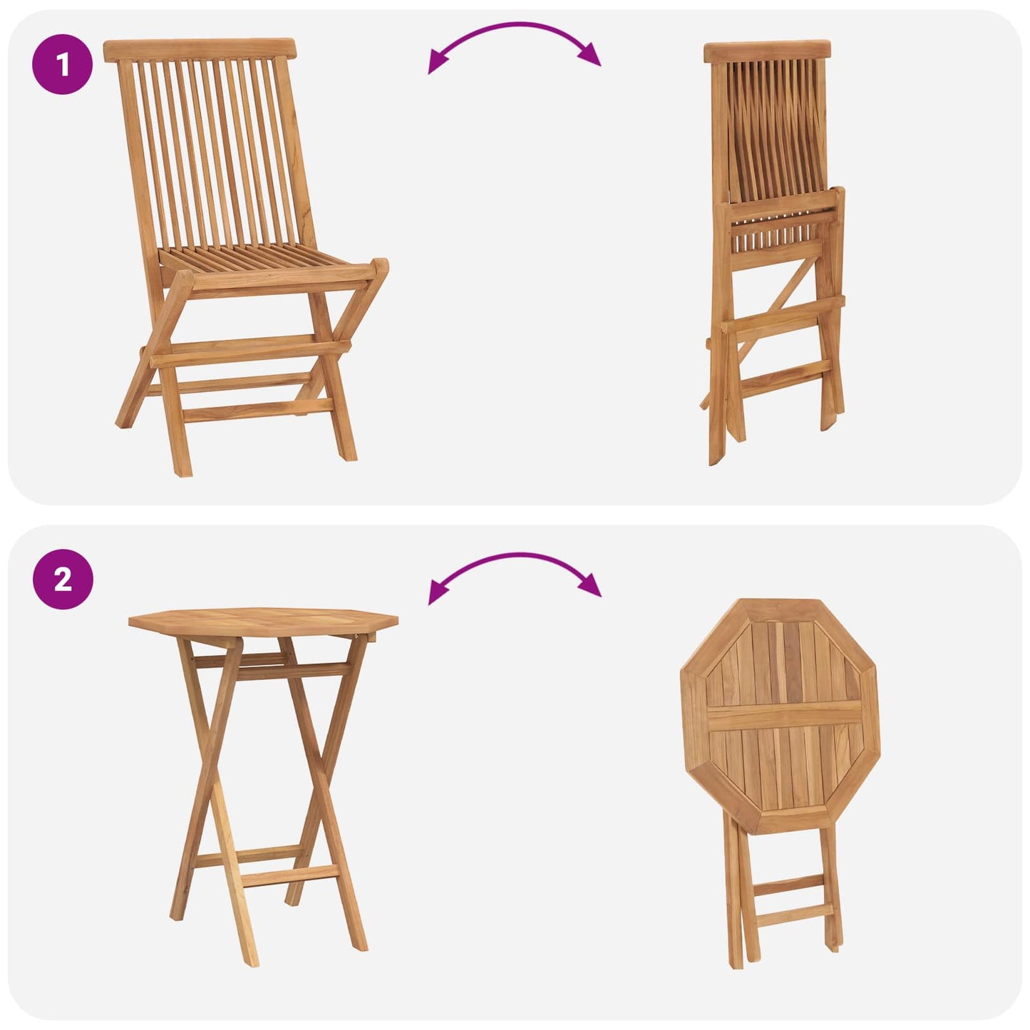 Gartenset 5 stk. Braun Massivholz Teak