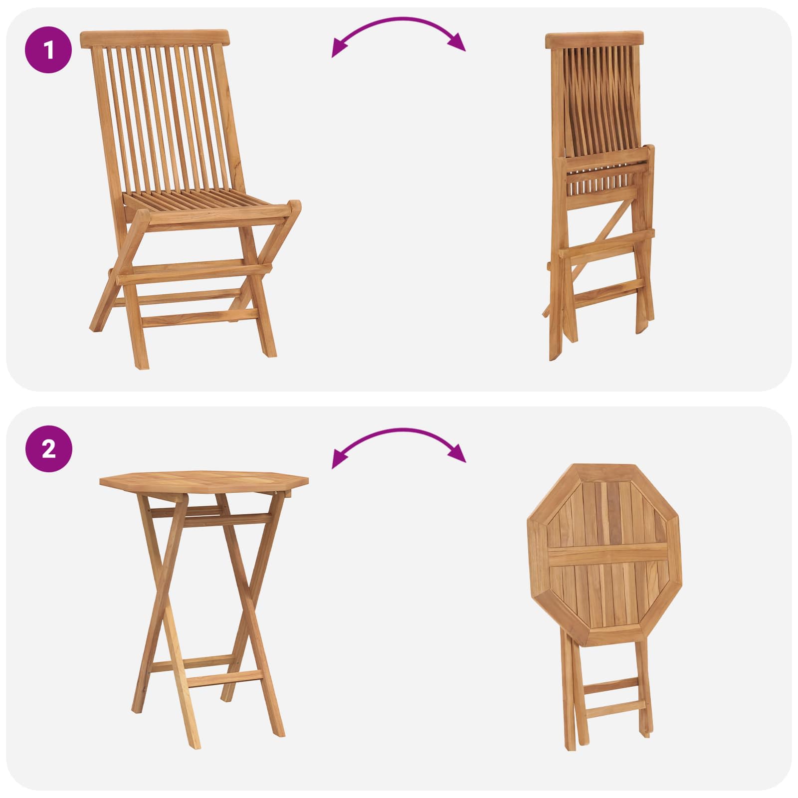 Gartenset 5 stk. Braun Massivholz Teak
