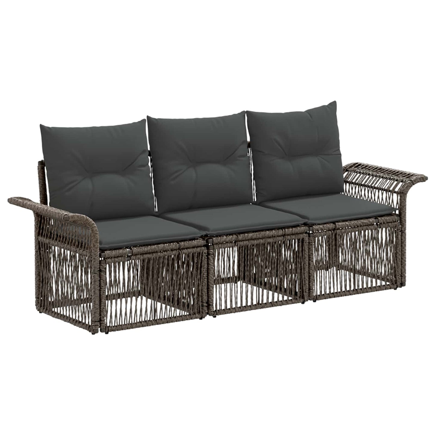 Gartensofa-set 3 stk. Grau Poly-Rattan