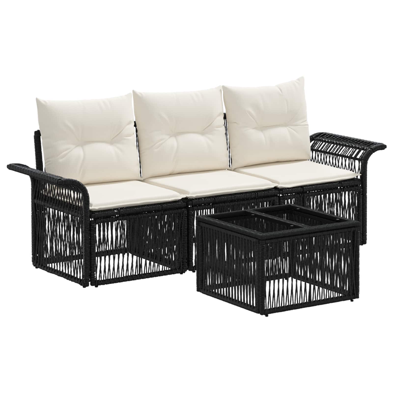 Gartensofa-set 4 stk. Schwarz Poly-Rattan