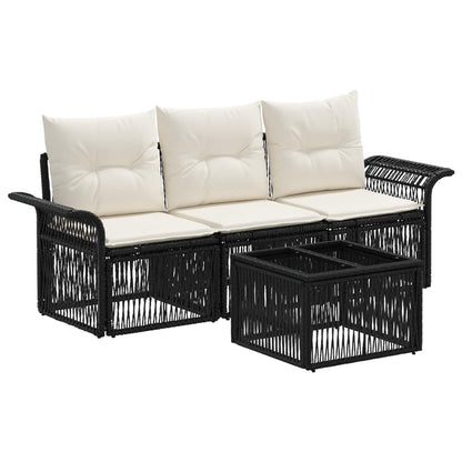 Gartensofa-set 4 stk. Schwarz Poly-Rattan
