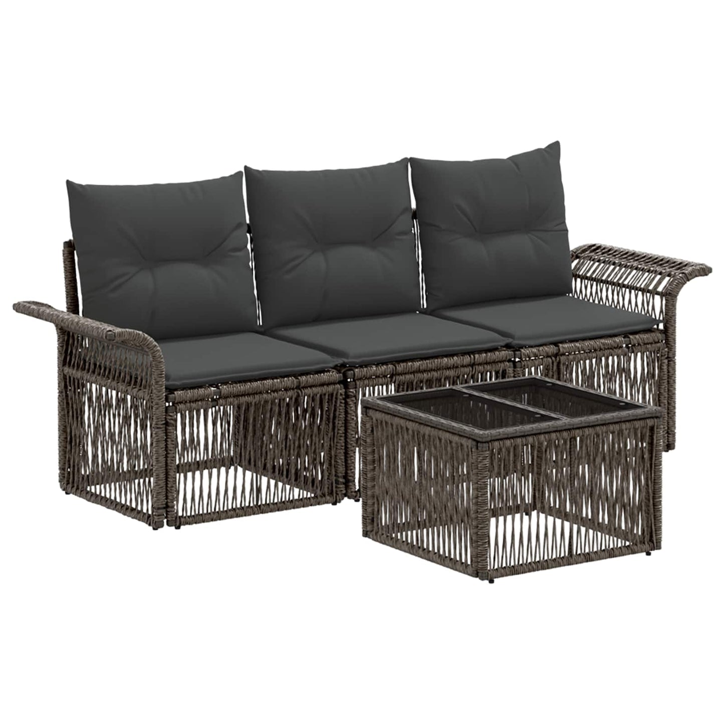 Gartensofa-set 4 stk. Grau Poly-Rattan