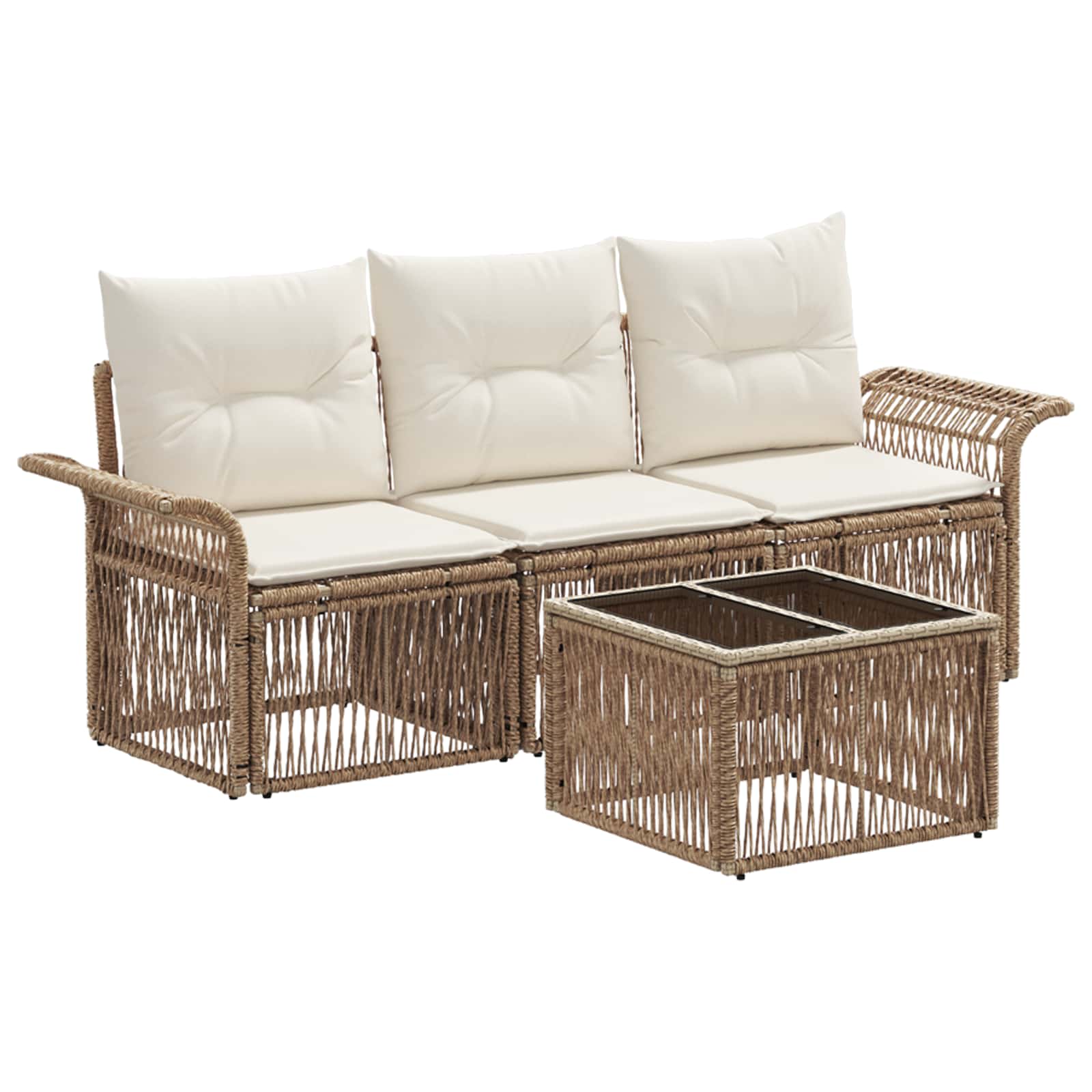Gartensofa-set 4 pcs Beige Poly-Rattan