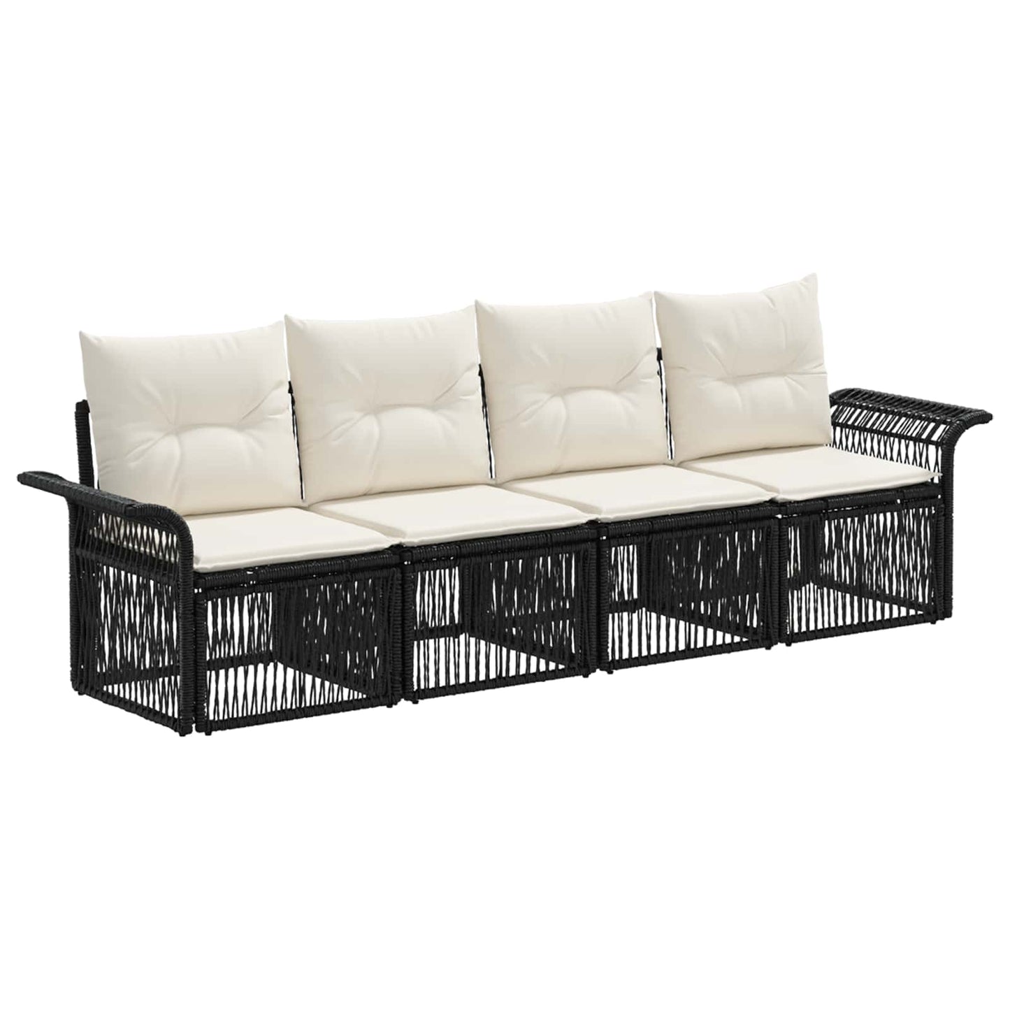 Gartensofa-set 4 pcs Schwarz Poly-Rattan