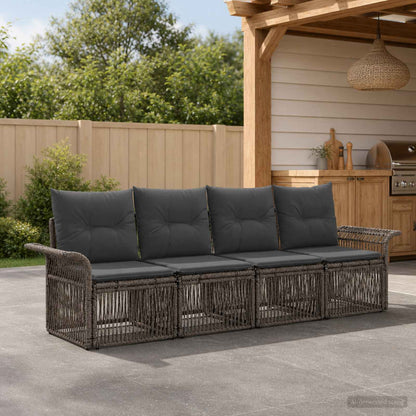 Gartensofa-set 4 stk. Grau Poly-Rattan