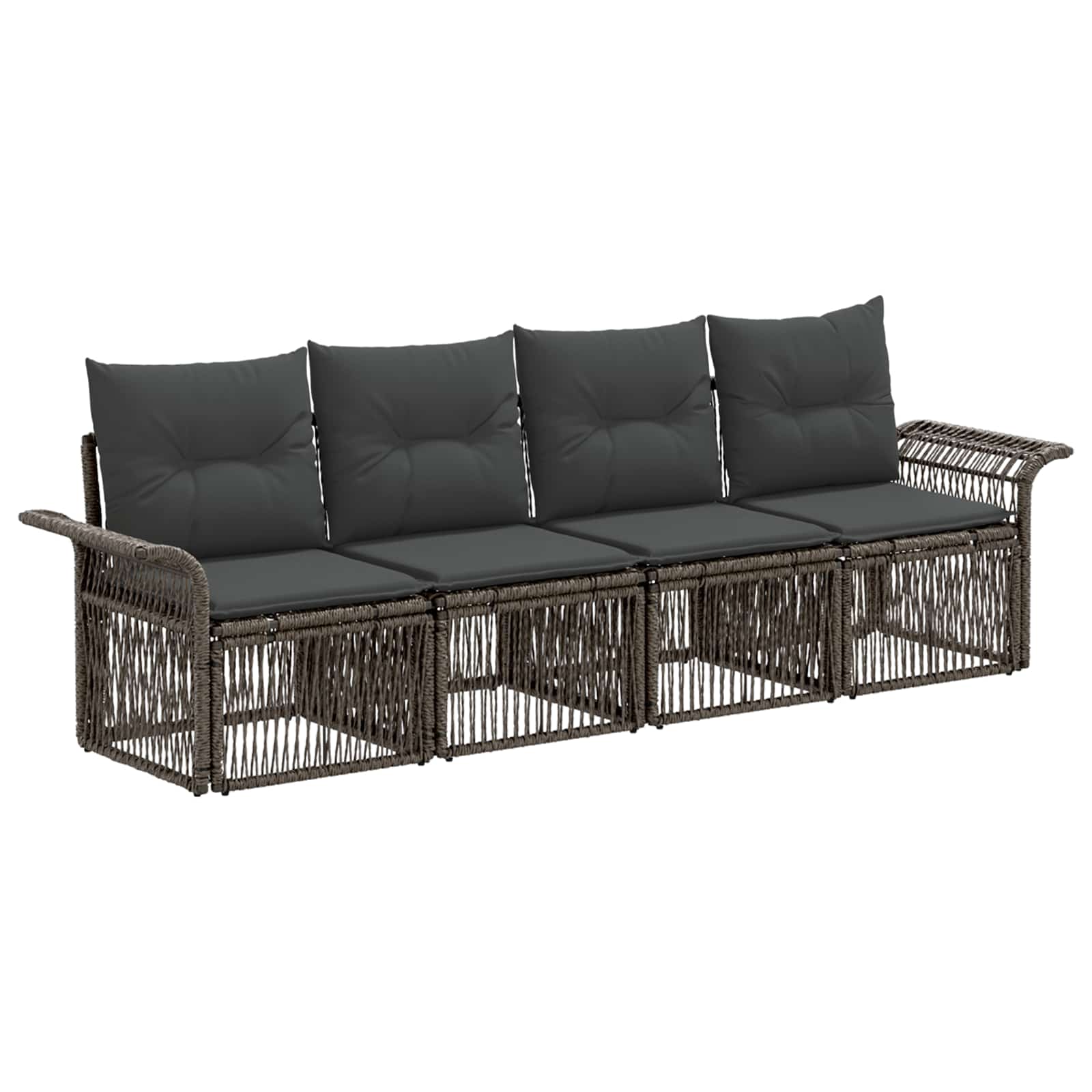 Gartensofa-set 4 stk. Grau Poly-Rattan