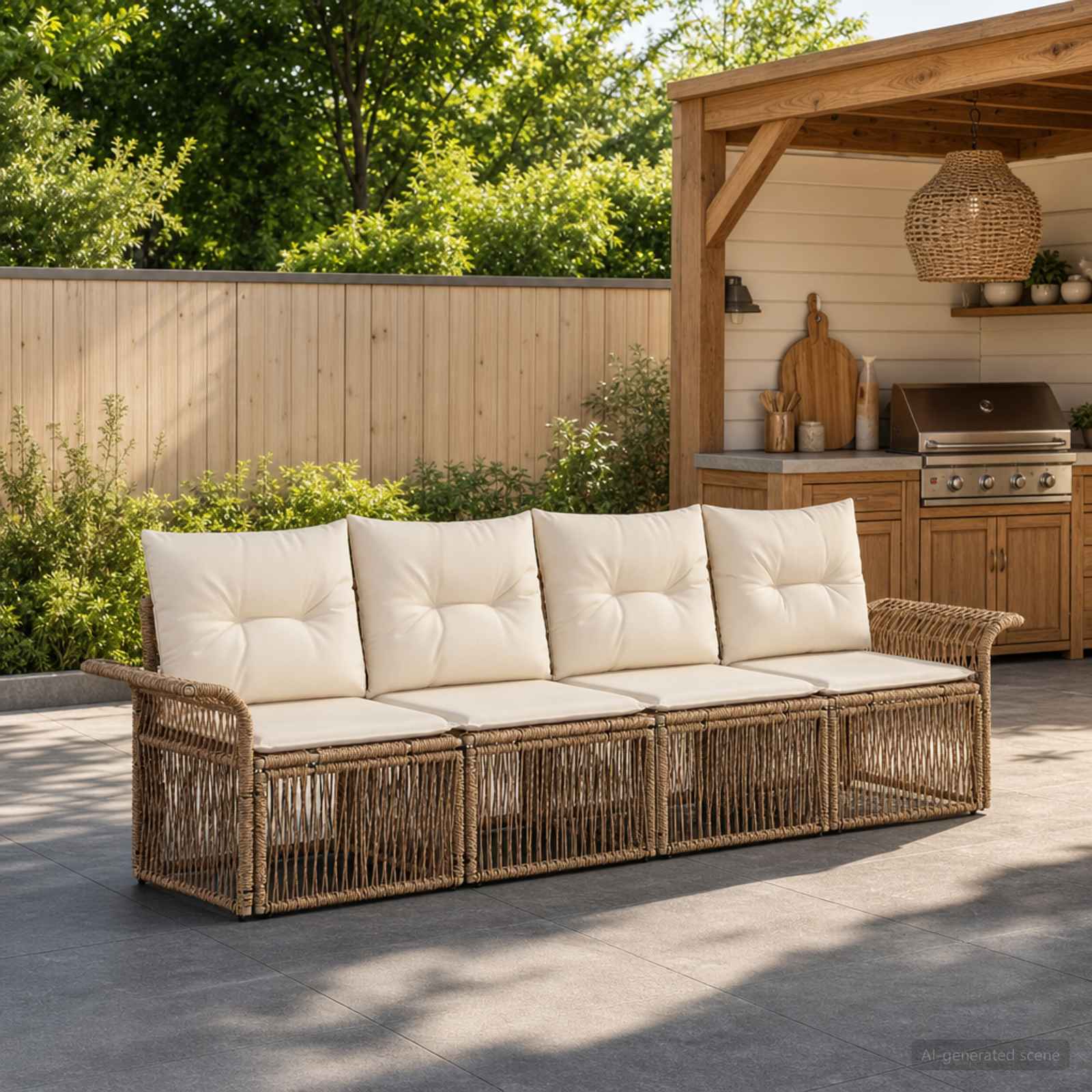 Gartensofa-set 4 pcs Beige Poly-Rattan