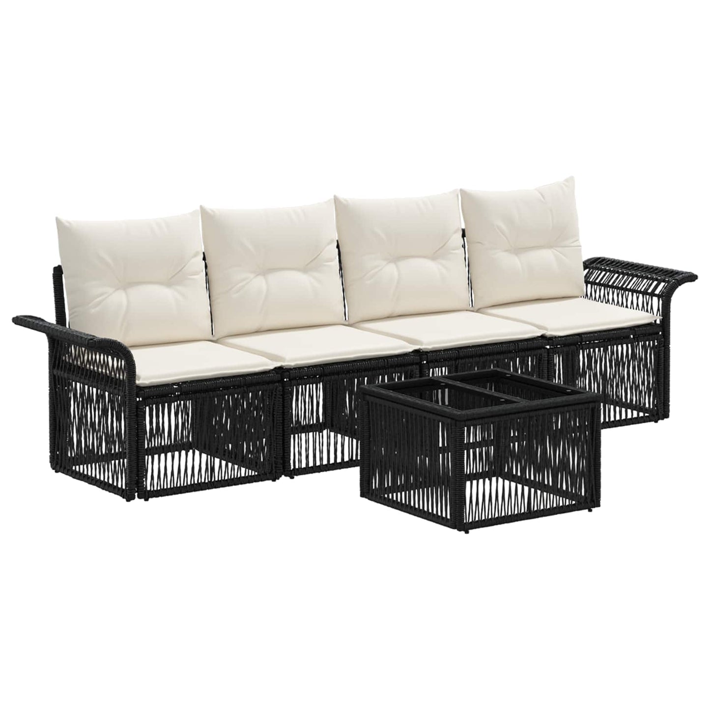 Gartensofa-set 5 stk. Schwarz Poly-Rattan