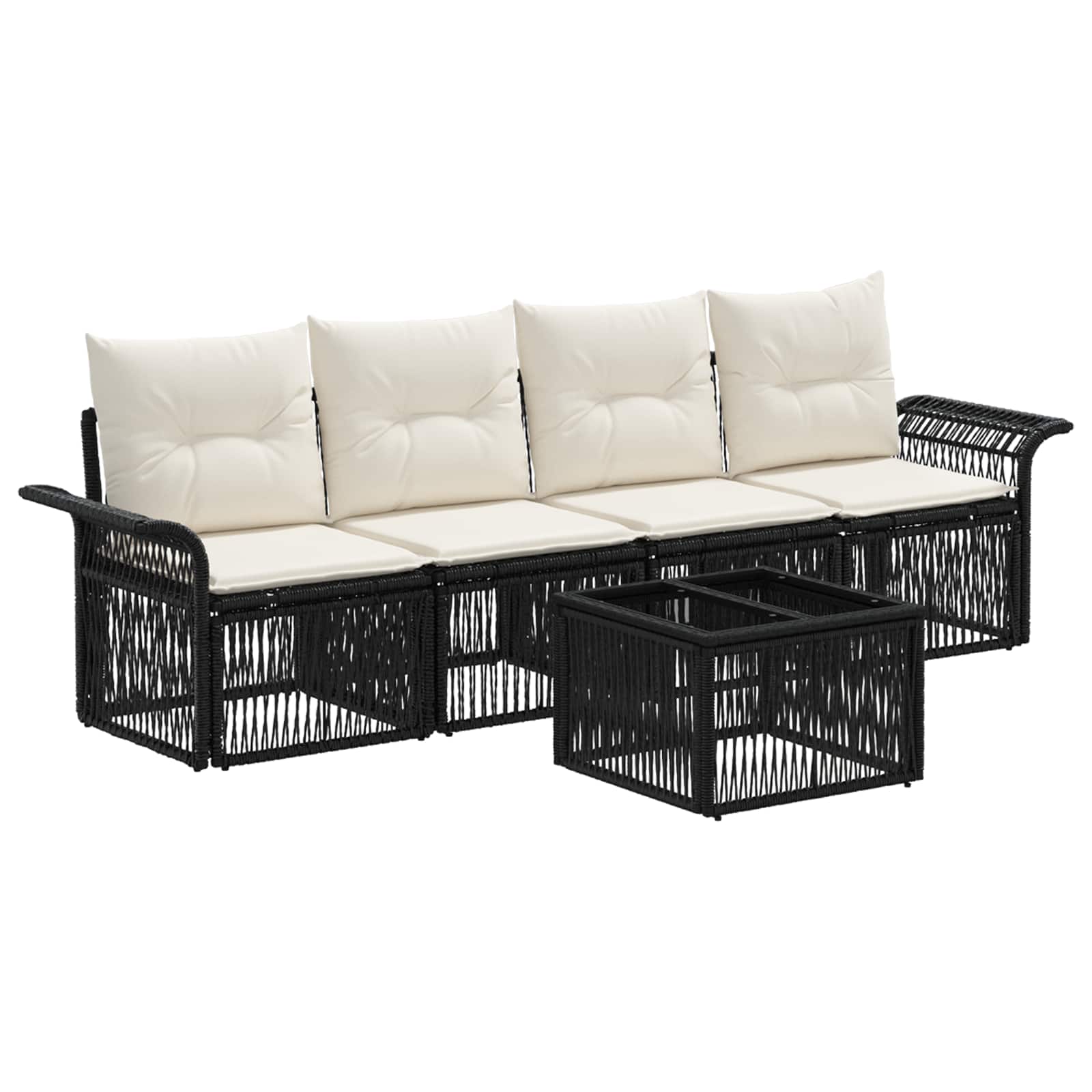 Gartensofa-set 5 stk. Schwarz Poly-Rattan