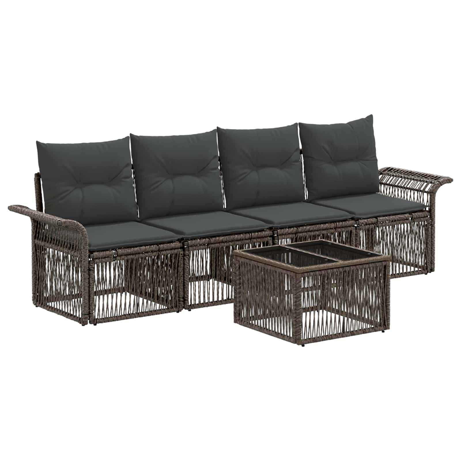 Gartensofa-set 5 stk. Grau Poly-Rattan