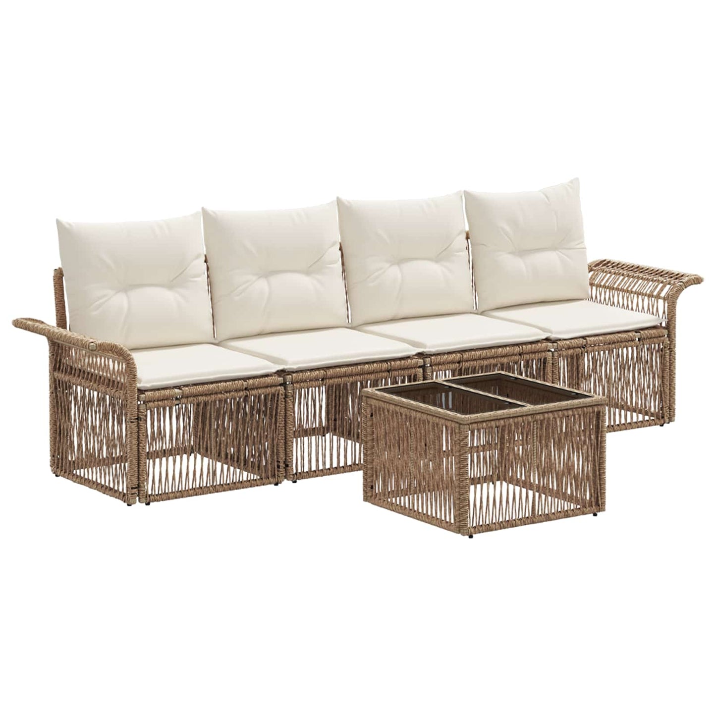 Gartensofa-set 5 pcs Beige Poly-Rattan
