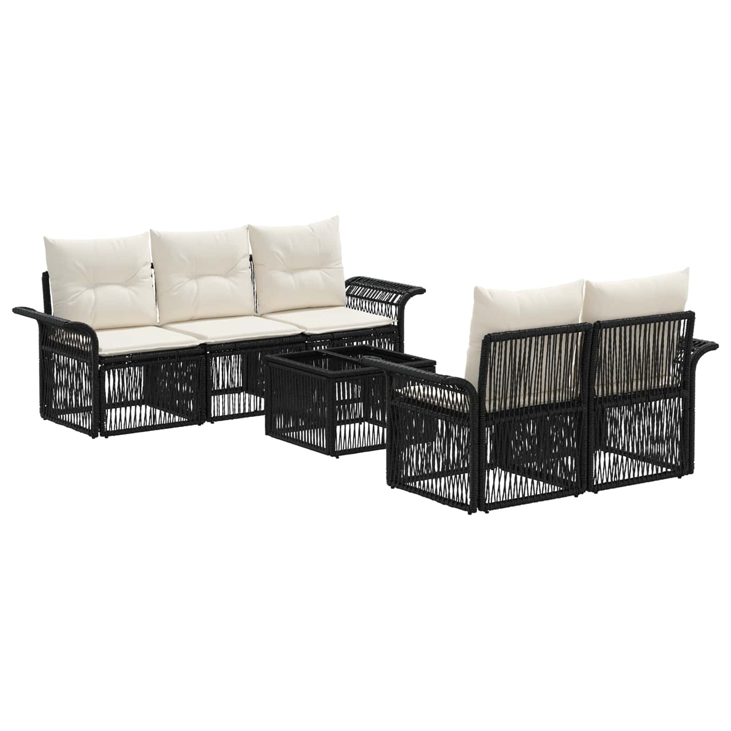 Gartensofa-set 6 stk. Schwarz Poly-Rattan