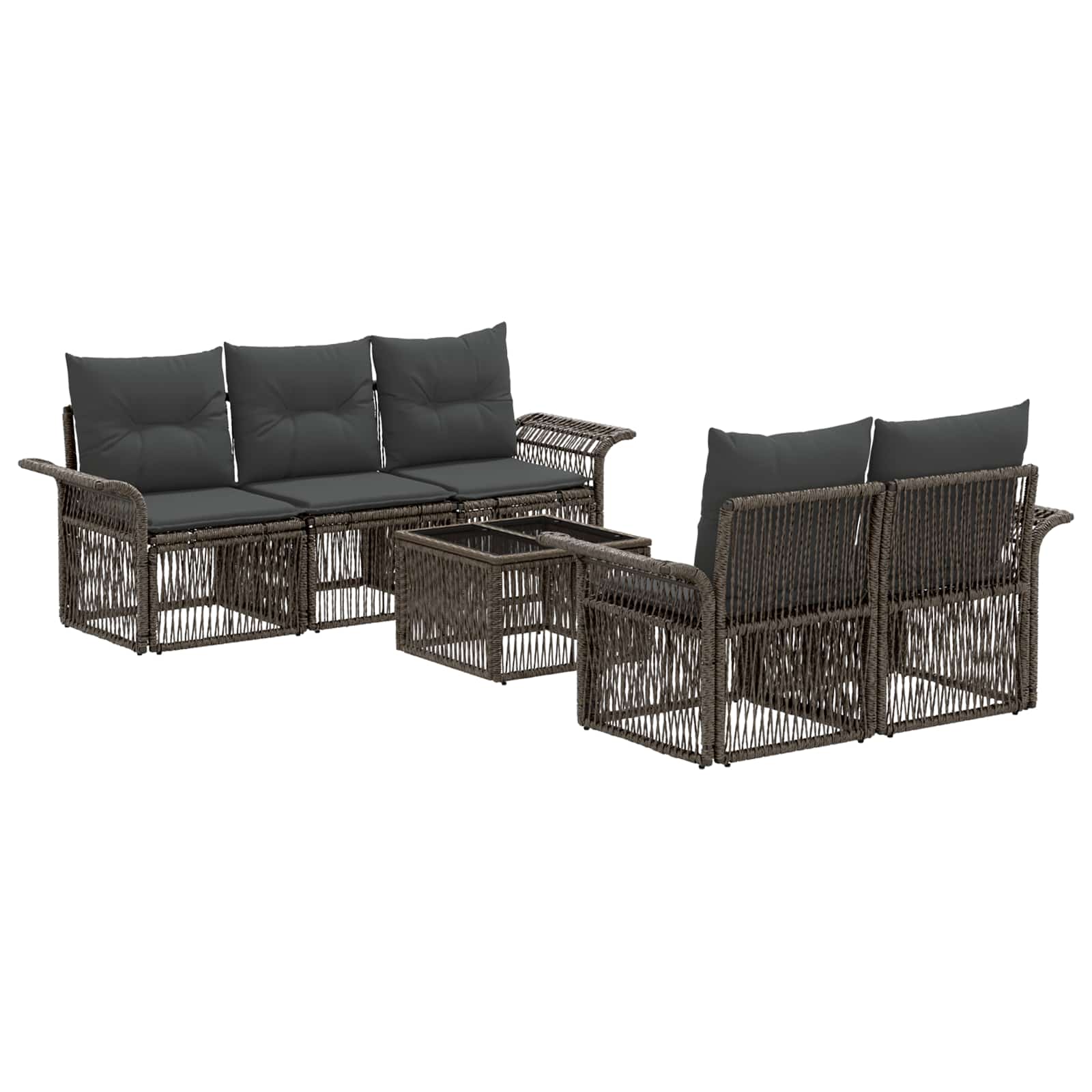 Gartensofa-set 6 stk. Grau Poly-Rattan