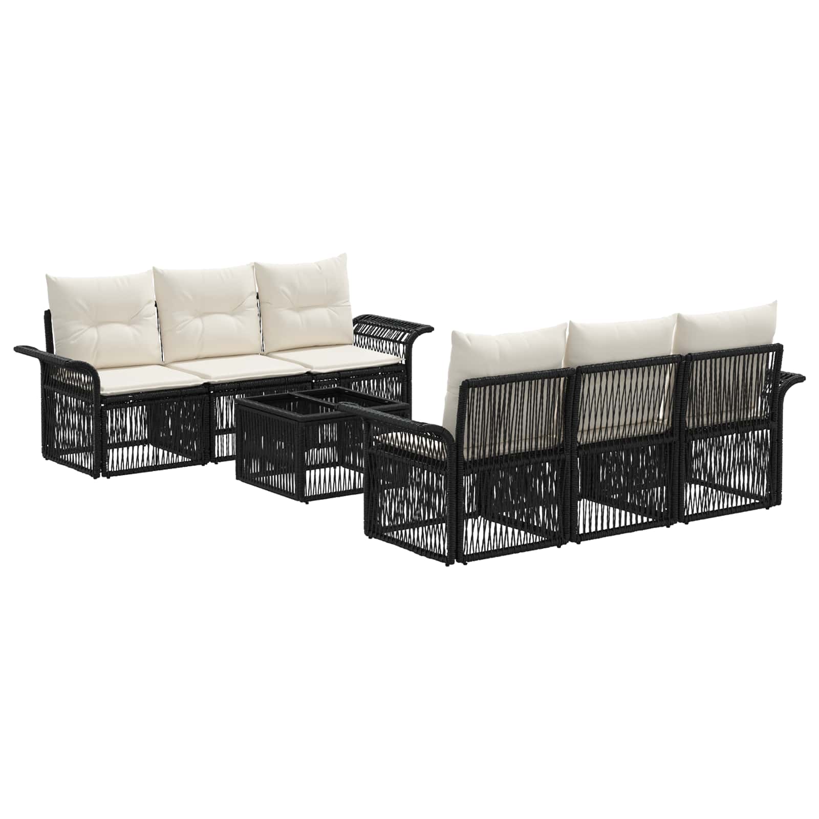 Gartensofa-set 7 stk. Schwarz Poly-Rattan