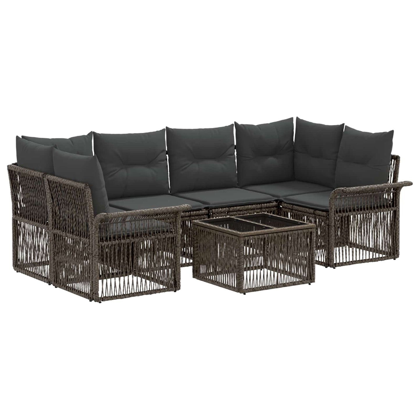 Gartensofa-set 7 stk. Grau Poly-Rattan