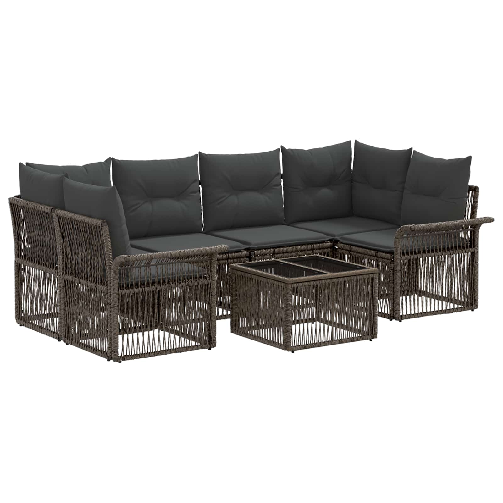 Gartensofa-set 7 stk. Grau Poly-Rattan