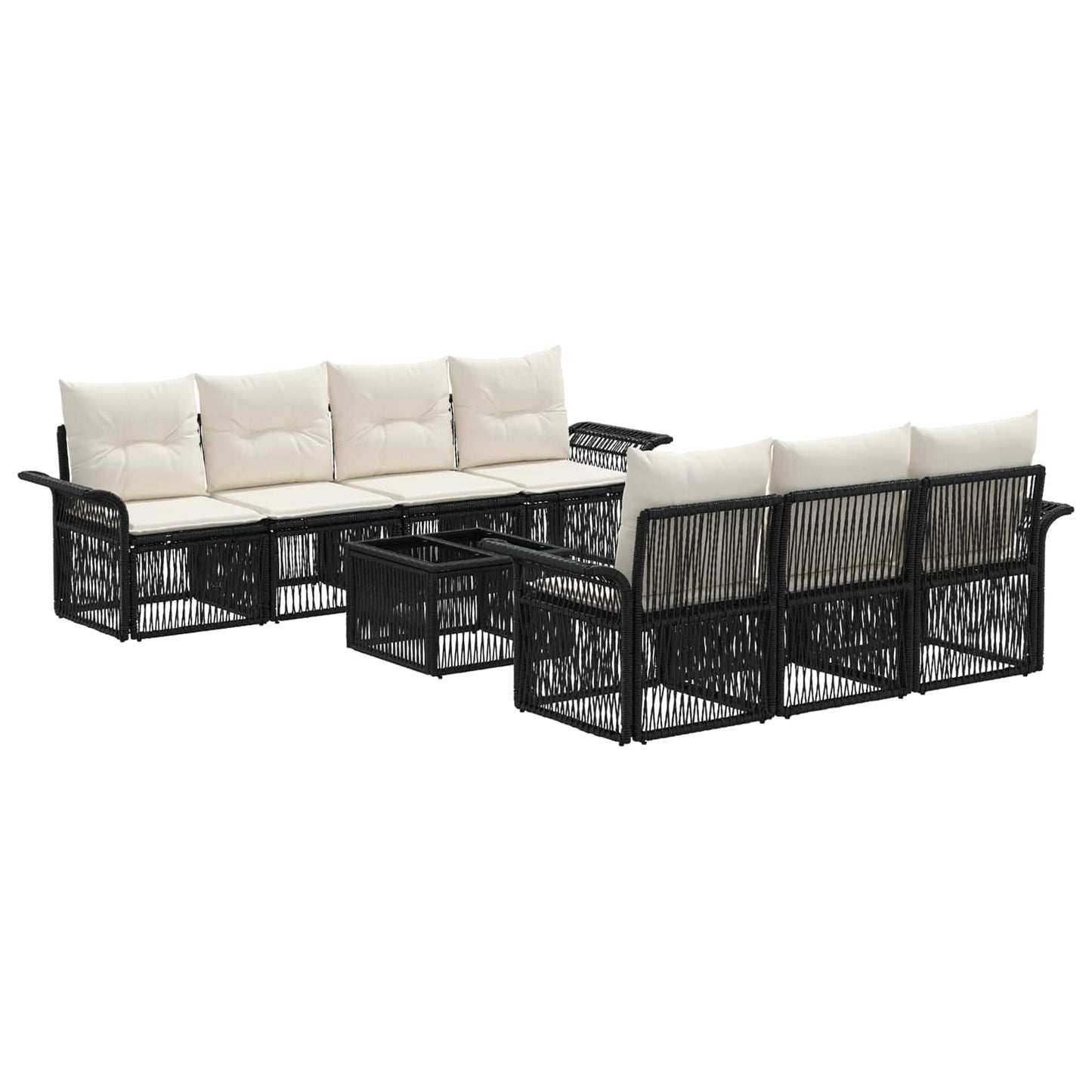 Gartensofa-set 8 stk. Schwarz Poly-Rattan