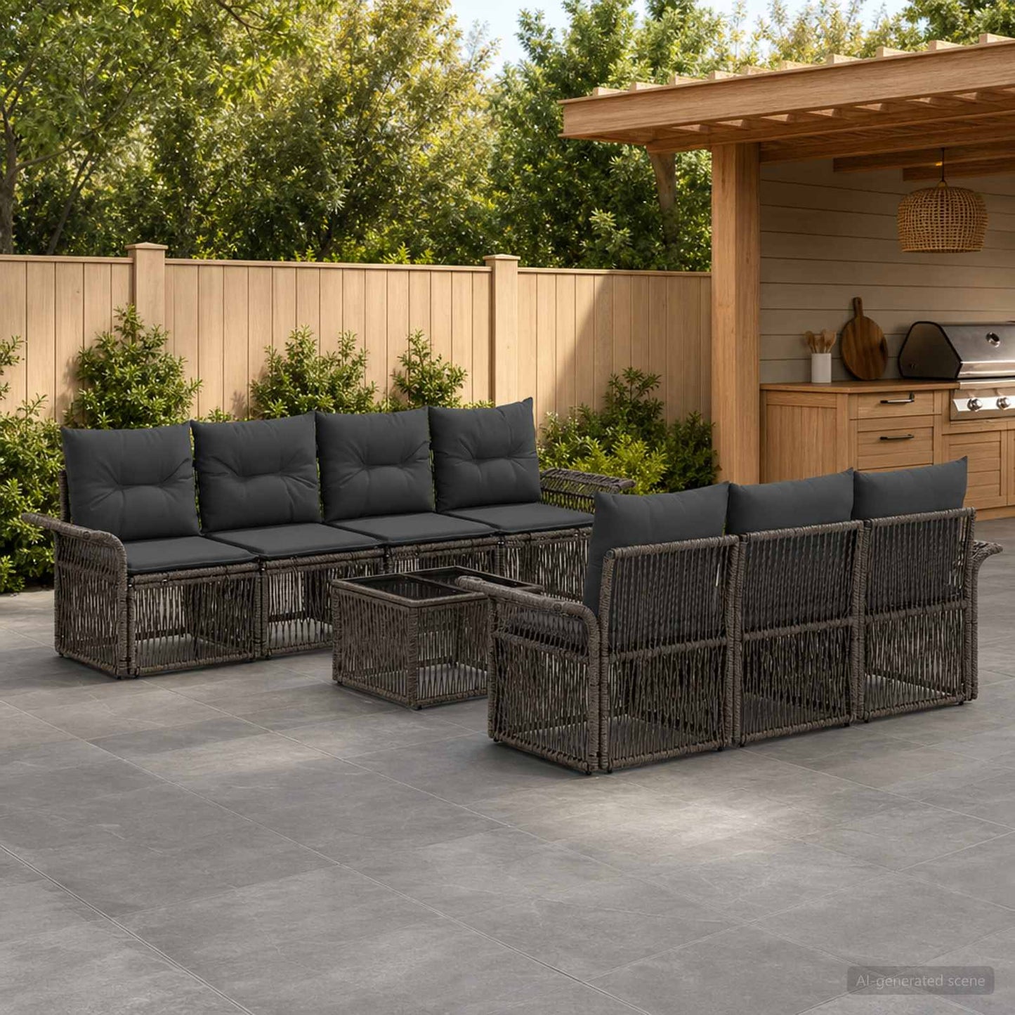 Gartensofa-set 8 stk. Grau Poly-Rattan