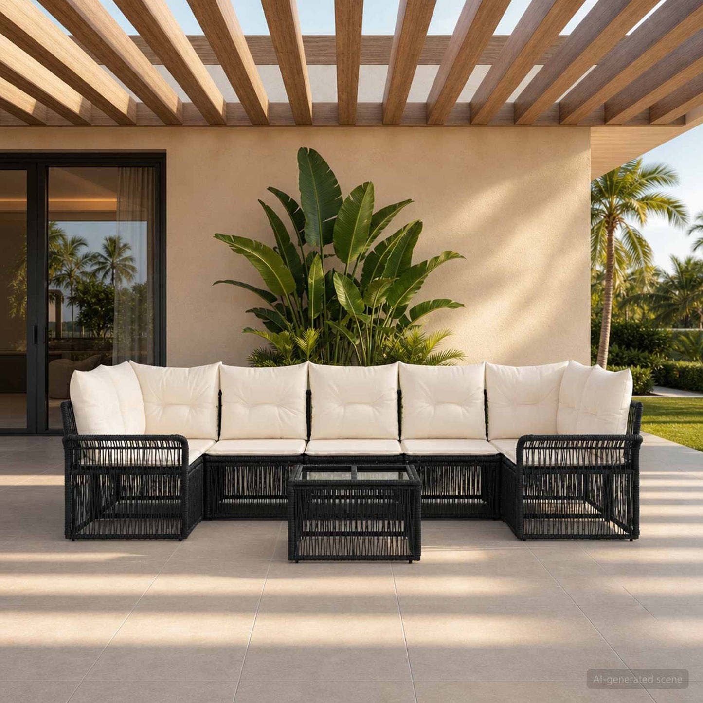 Gartensofa-set 8 stk. Schwarz Poly-Rattan