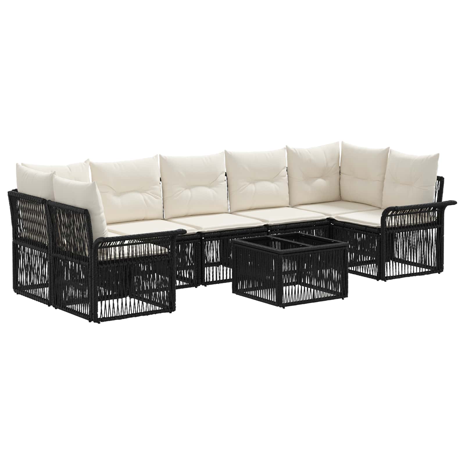 Gartensofa-set 8 stk. Schwarz Poly-Rattan